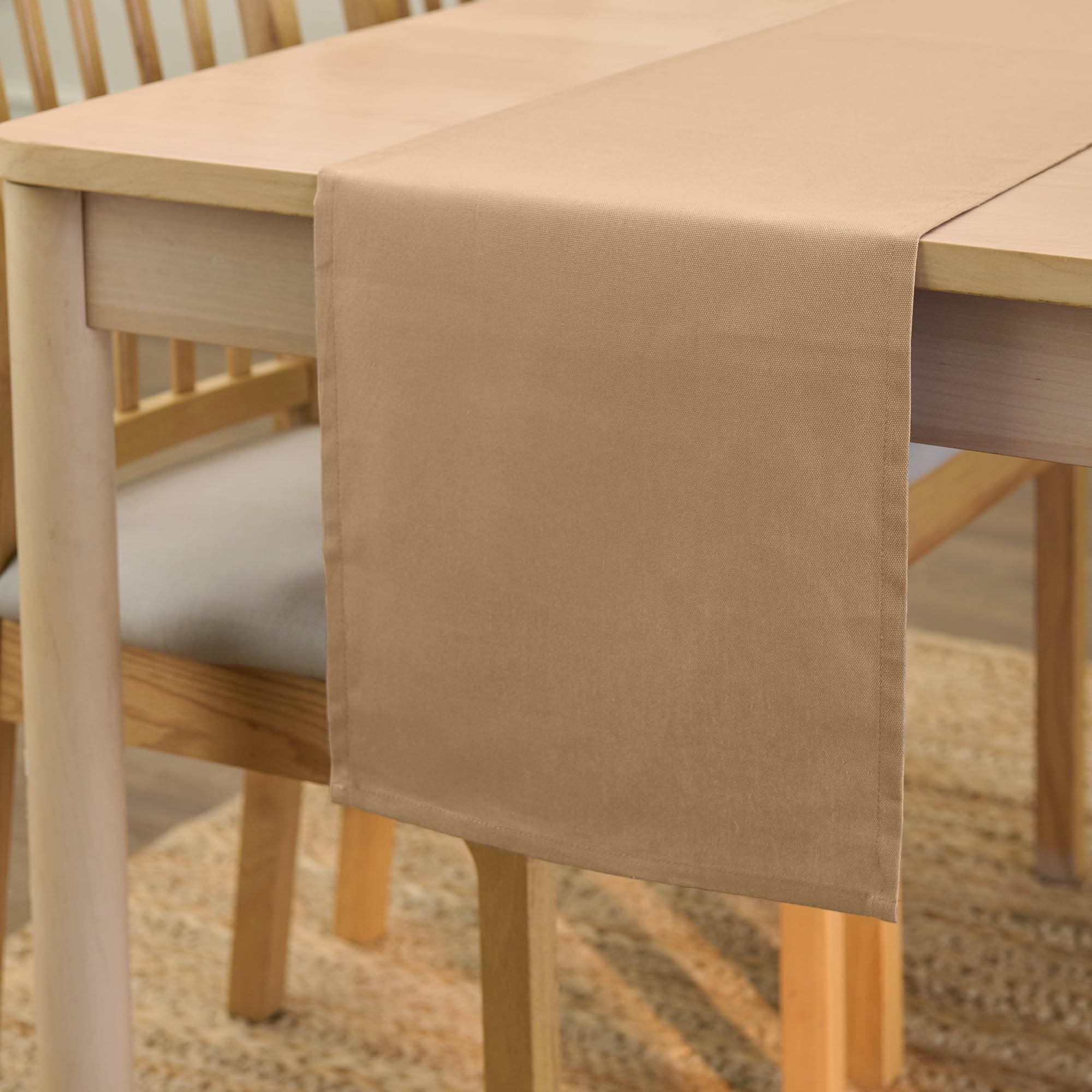 Encasa XO Table Runner 13"x72" Long | Cotton Canvas Fabric | Leaf Green Solid Color | Machine Washable & Durable