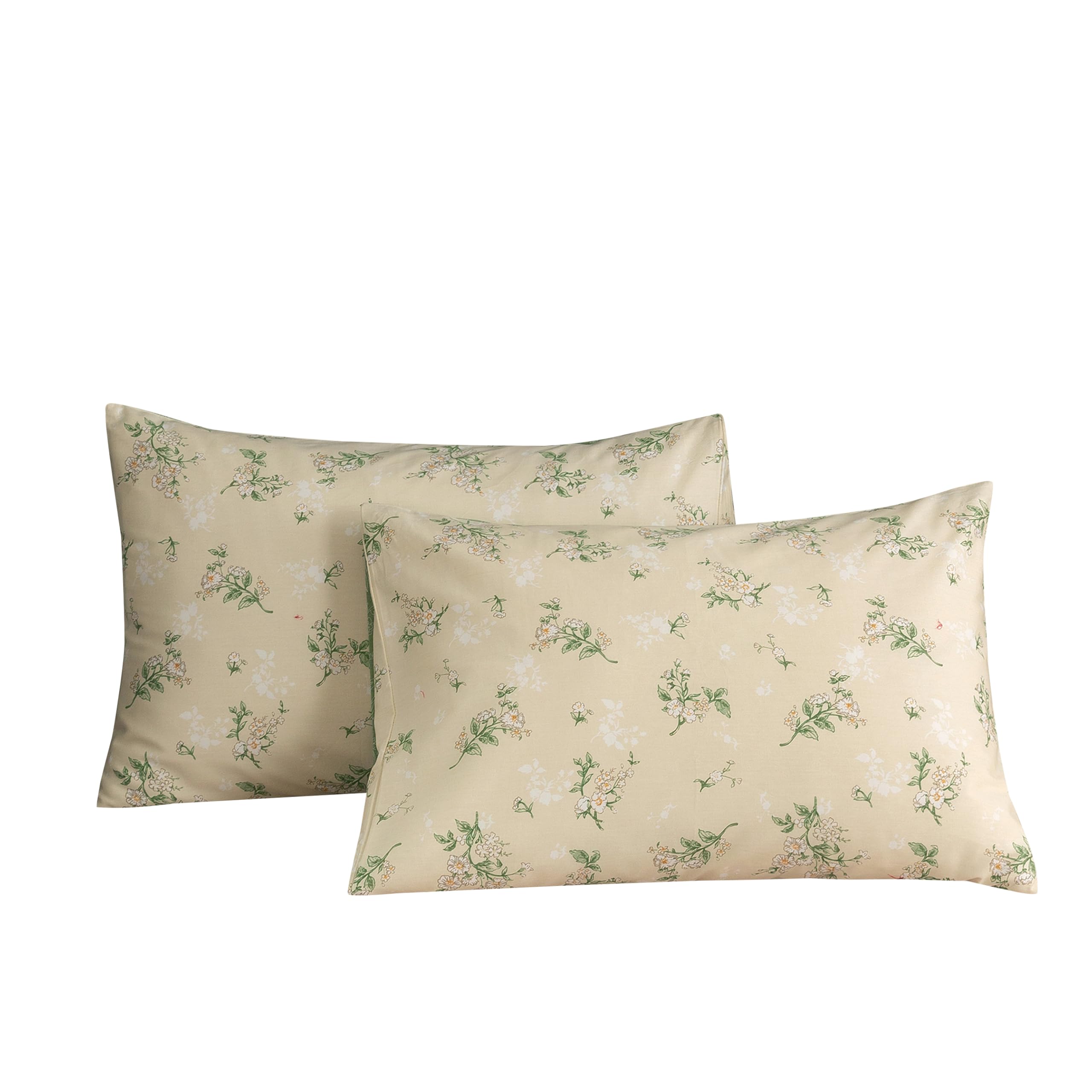 ECOCOTT 100% Cotton Pillowcases Standard Size, Floral Print Pattern Pillow Cover 4 Pack, Super Soft Envelope Closure Standard Pillow Case Set (Standard, 20"x26")