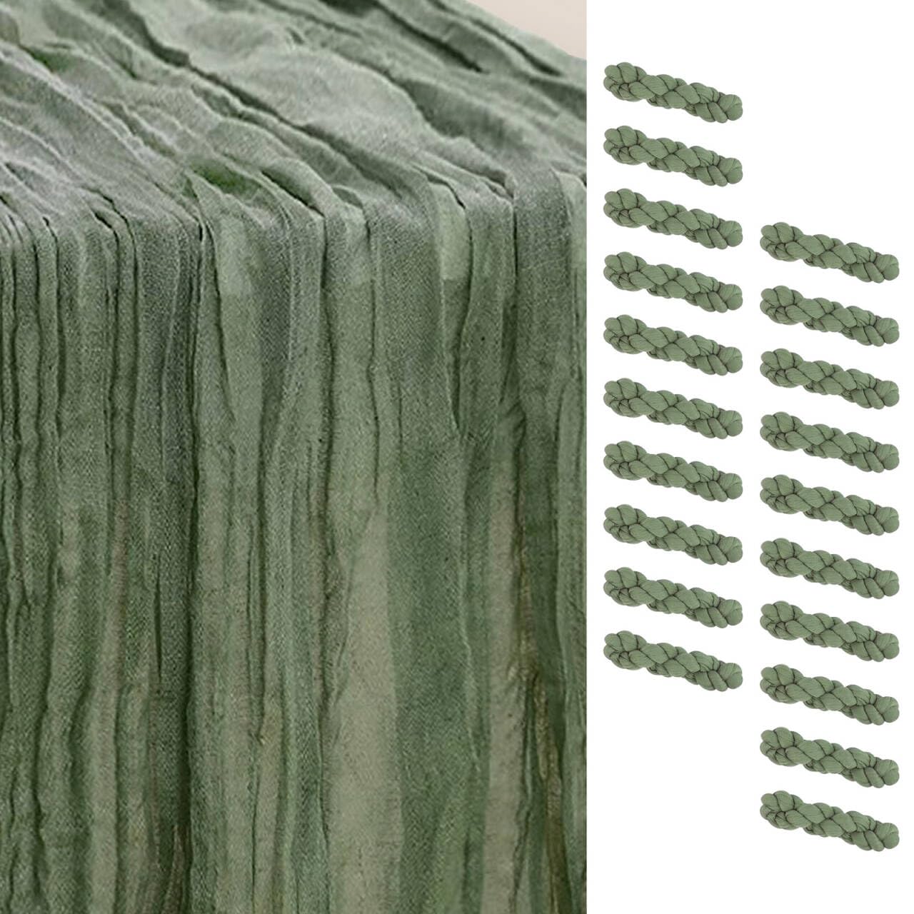 6 Pack Sage Green Cheesecloth Table Runner 35x120 Inch 10Ft Rustic Gauze Cheese Cloth Table Runner Sheer Cheesecloth Table Runners for Wedding Party Bridal Shower Decoration