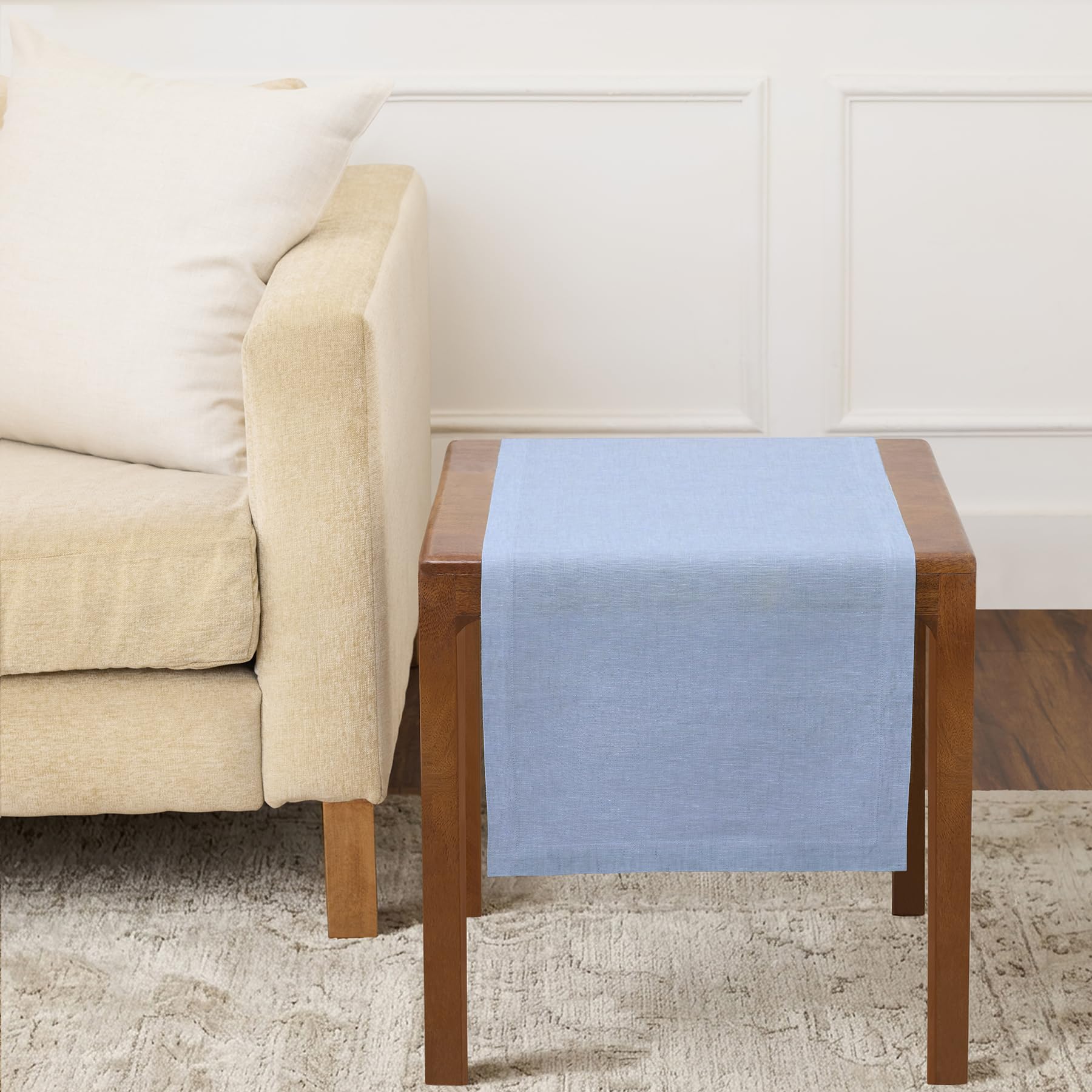 Solino Home Linen Table Runner 72 Inches Long - Athena, 100% Pure Linen Light Natural Table Runner 14 x 72 Inch for Dining, Spring, Summer
