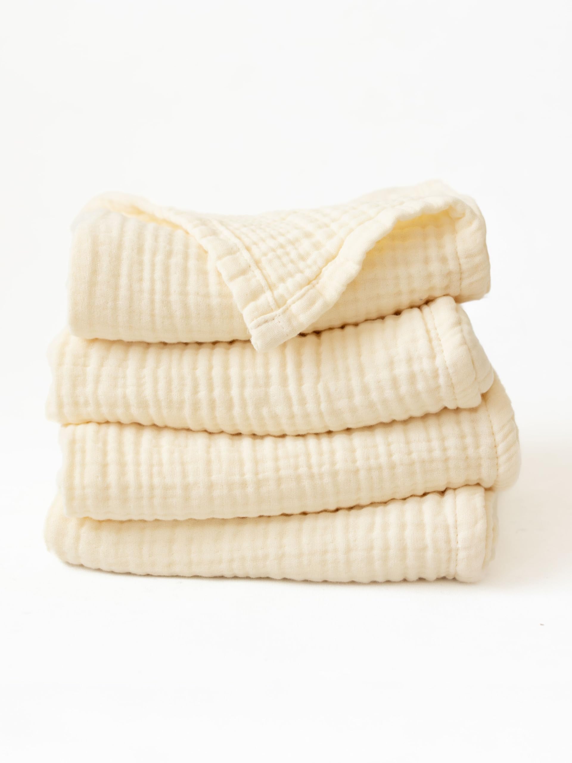 Ultra Soft Muslin Towel Adult Set, 100% Turkish Cotton 4-Layer 2 Pieces Luxury Muslin Hand & Bath Towels Sets for Bathroom (Mustard, 1 Bath & 1 Hand Towel Set)