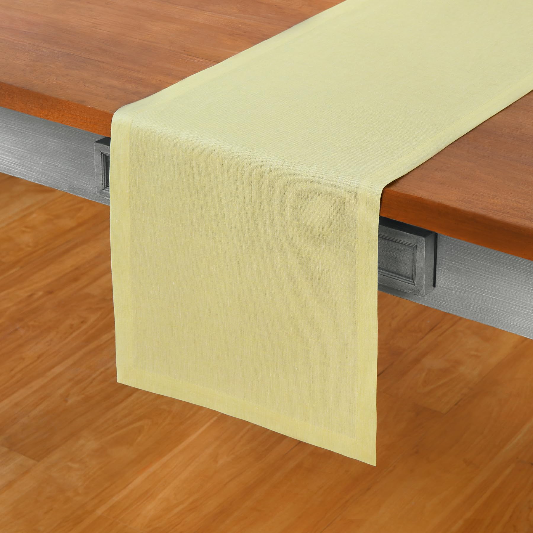 Solino Home Linen Table Runner 72 Inches Long - Athena, 100% Pure Linen Light Natural Table Runner 14 x 72 Inch for Dining, Spring, Summer