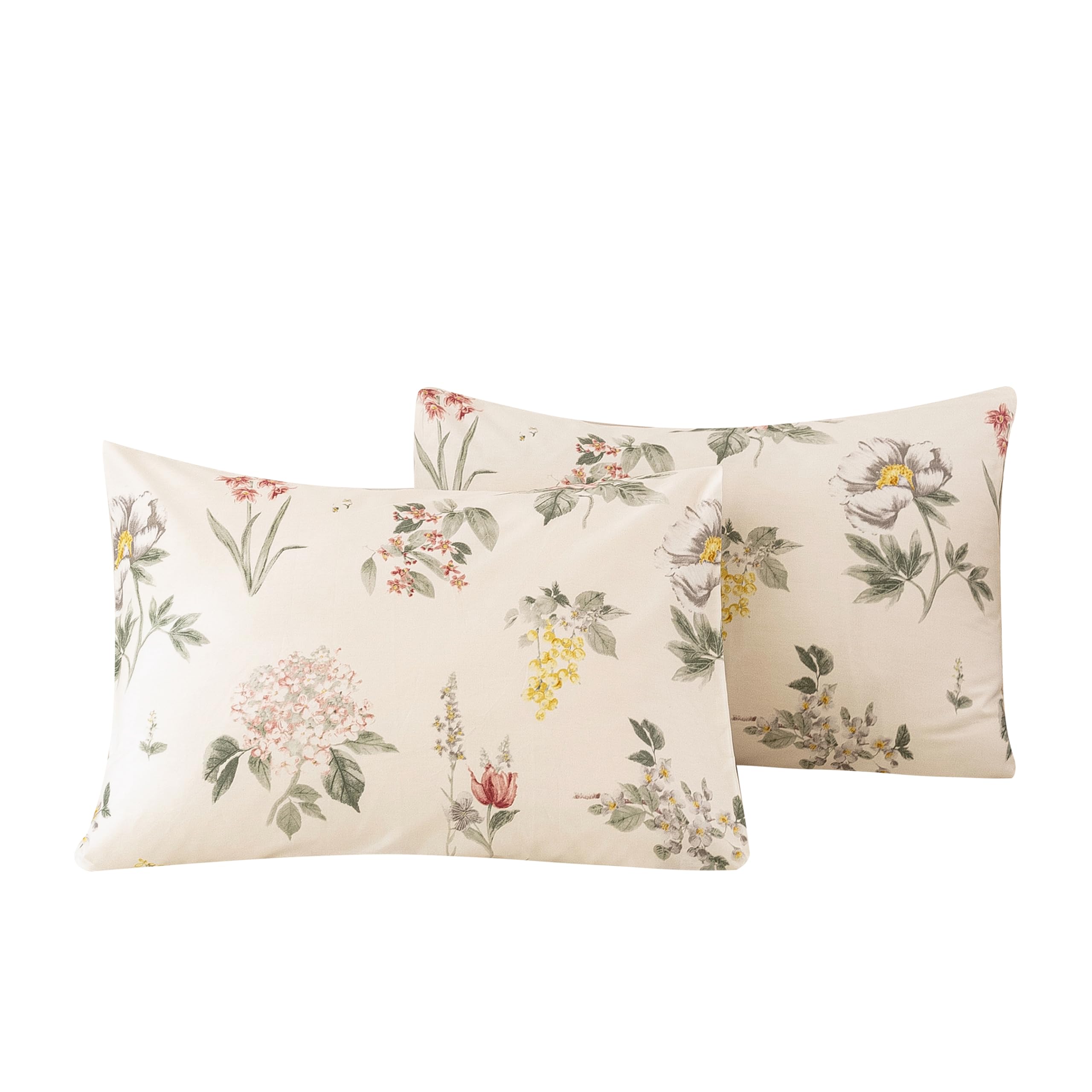 ECOCOTT 100% Cotton Pillowcases Standard Size, Floral Print Pattern Pillow Cover 4 Pack, Super Soft Envelope Closure Standard Pillow Case Set (Standard, 20"x26")