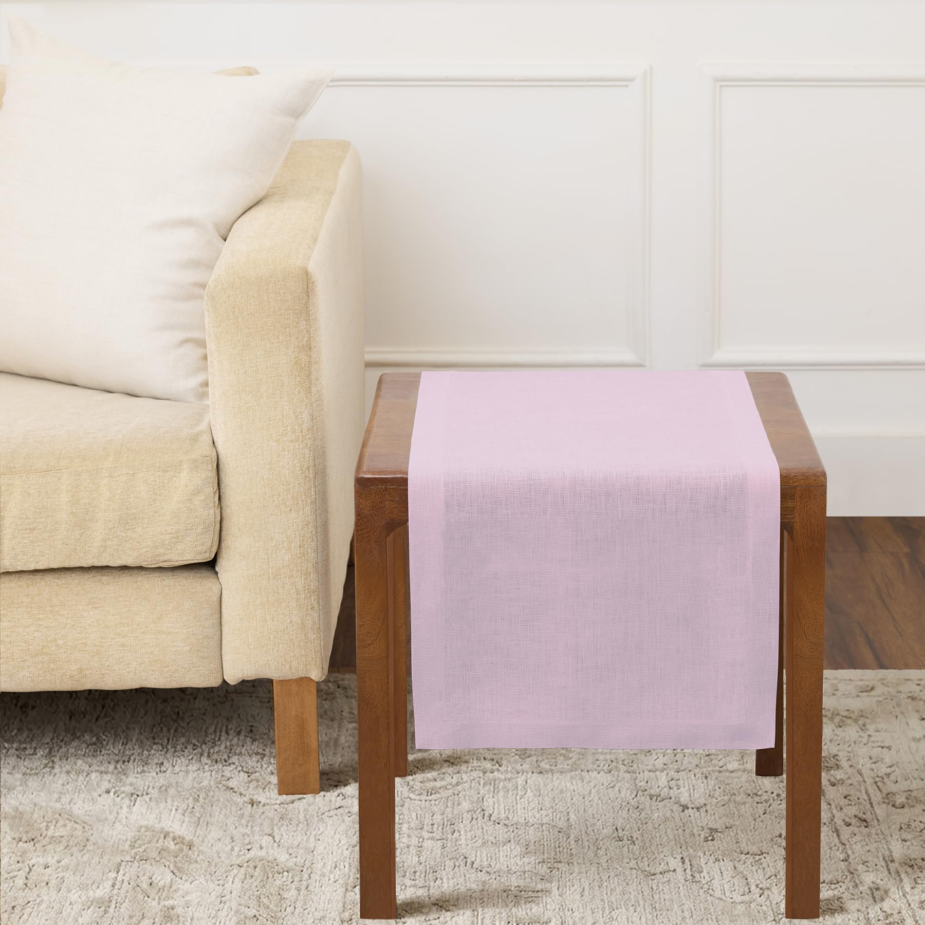 Solino Home Linen Table Runner 72 Inches Long - Athena, 100% Pure Linen Light Natural Table Runner 14 x 72 Inch for Dining, Spring, Summer