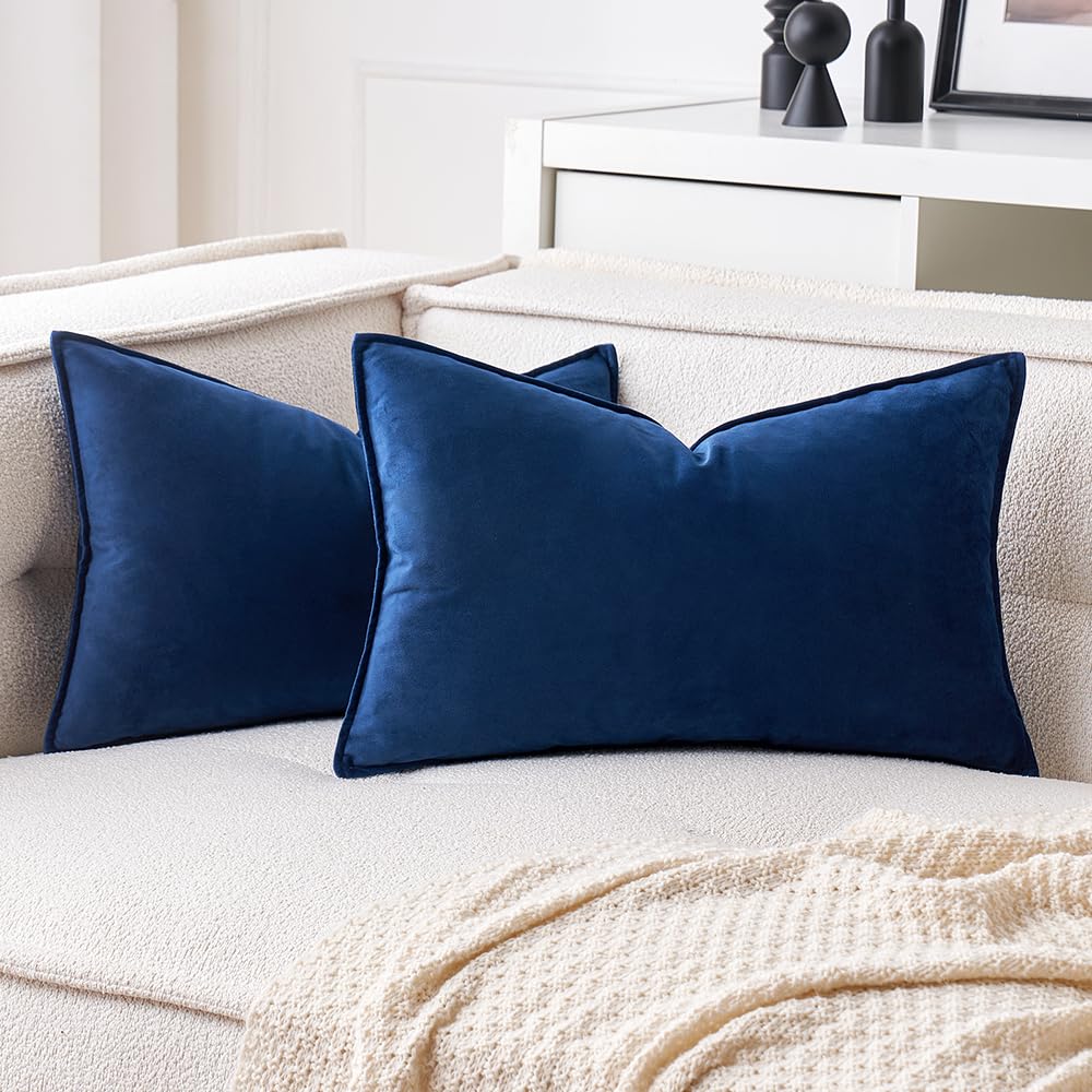 MIULEE Dark Coffee Velvet Throw Pillow Covers 24x24 Taupe Neutral Soft Decorative Solid Square Euro Sham Cushion Cases Pack of 2 Modern Luxury Home Decor for Couch, Sofa, Bedroom