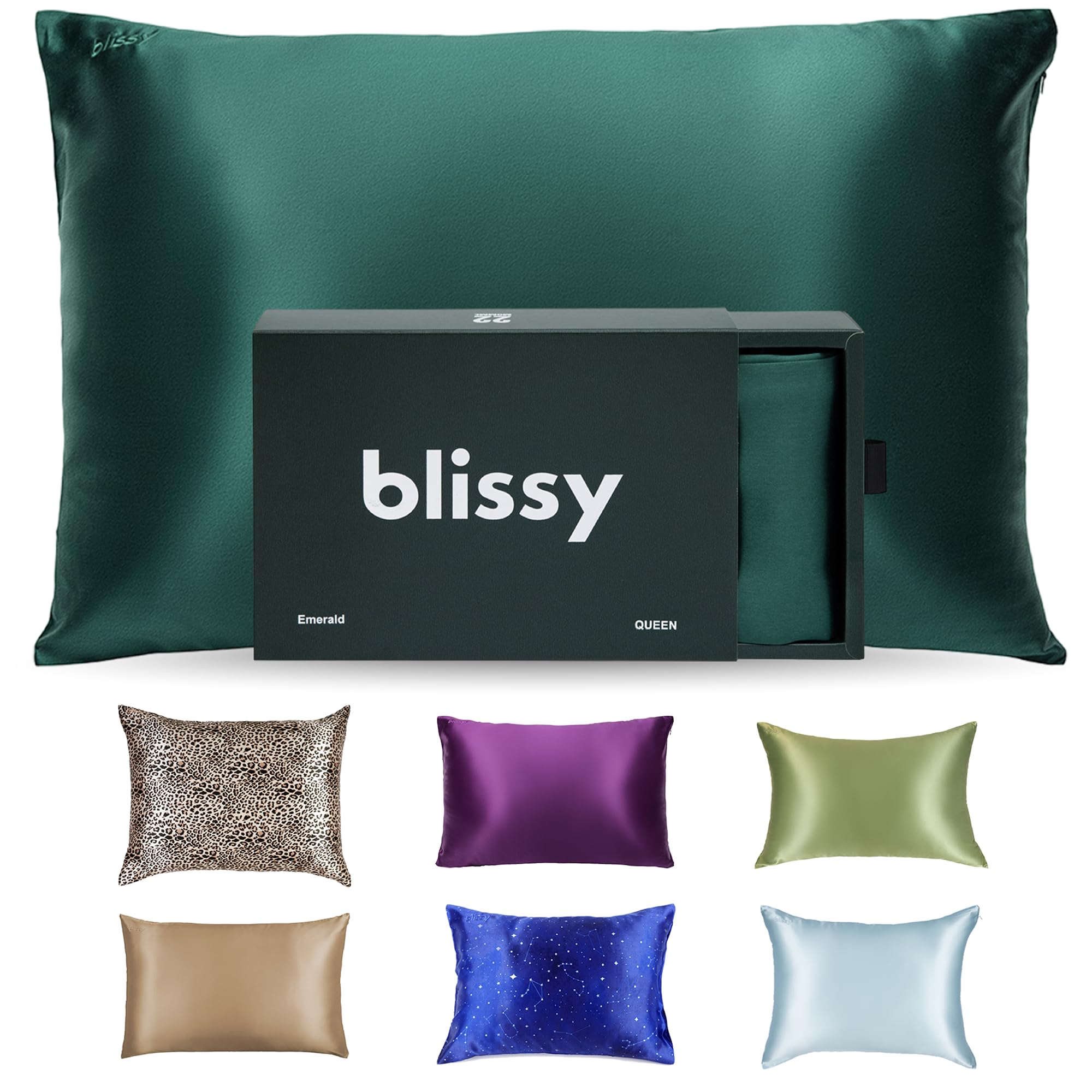 Blissy Silk Pillowcase - 100% Pure Mulberry Silk - 22 Momme 6A High-Grade Fibers - Silk Pillow Cover for Hair & Skin - Regular, Queen & King (Silver, Standard)