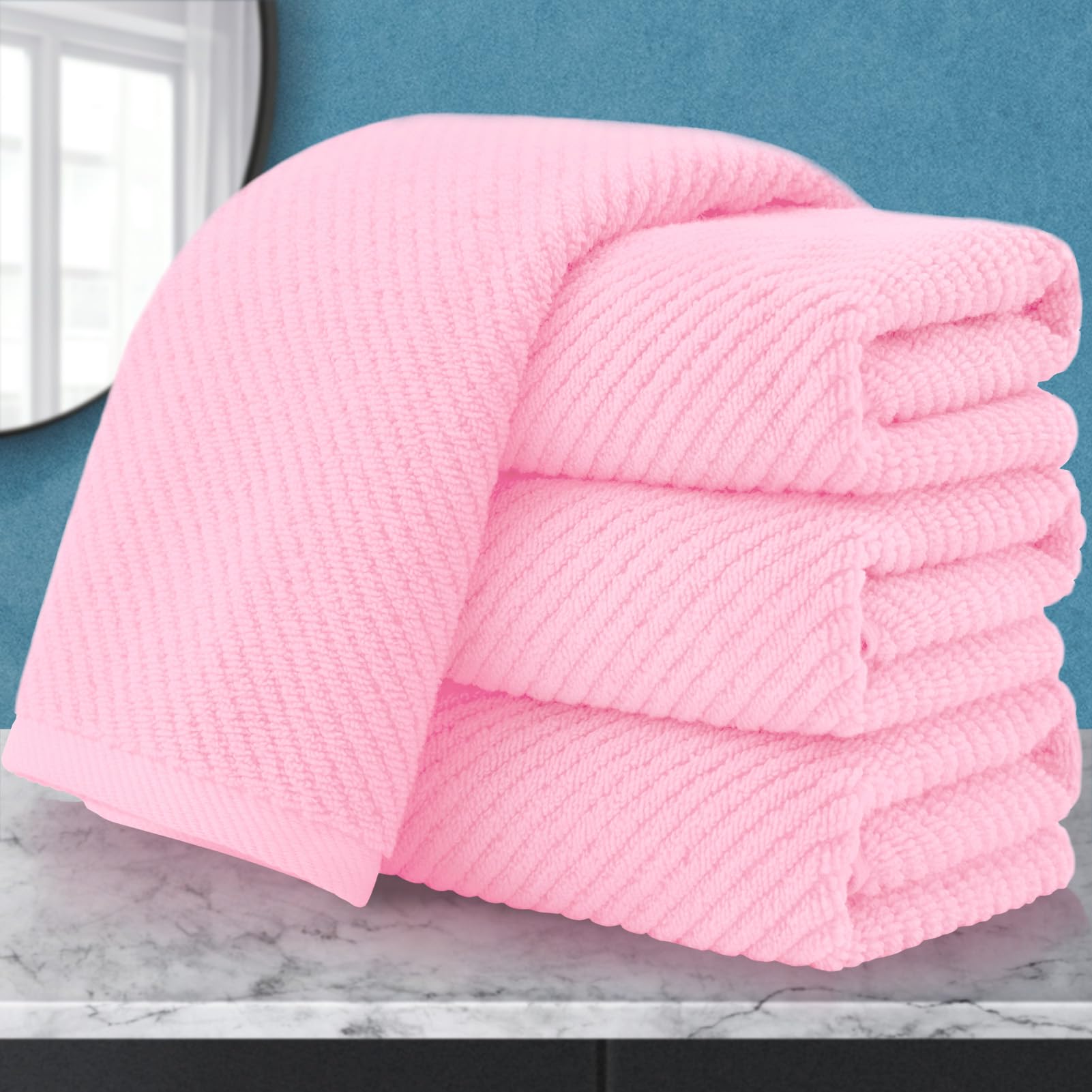 VOOVA & MOVAS Bath Towel Sets - 100% Cotton | Quick Dry | Light Weight | Thick | Soft, Beige Towels Set of 6, 2 Large Bath 30" x 56", 2 Hand 18" x 28", 2 Washcloths 13" x 13", Tan Towel Gift Set