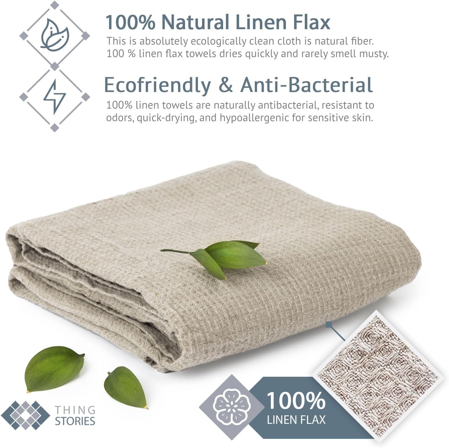 100% Linen Bath Sheet 35x70-inch - Waffle Weave Linen Bath Towel Oversized - Lightweight Absorbent Thin Waffle Bath Sheets Towels for Adults - Quick-Drying XL Travel Towel Extra Large