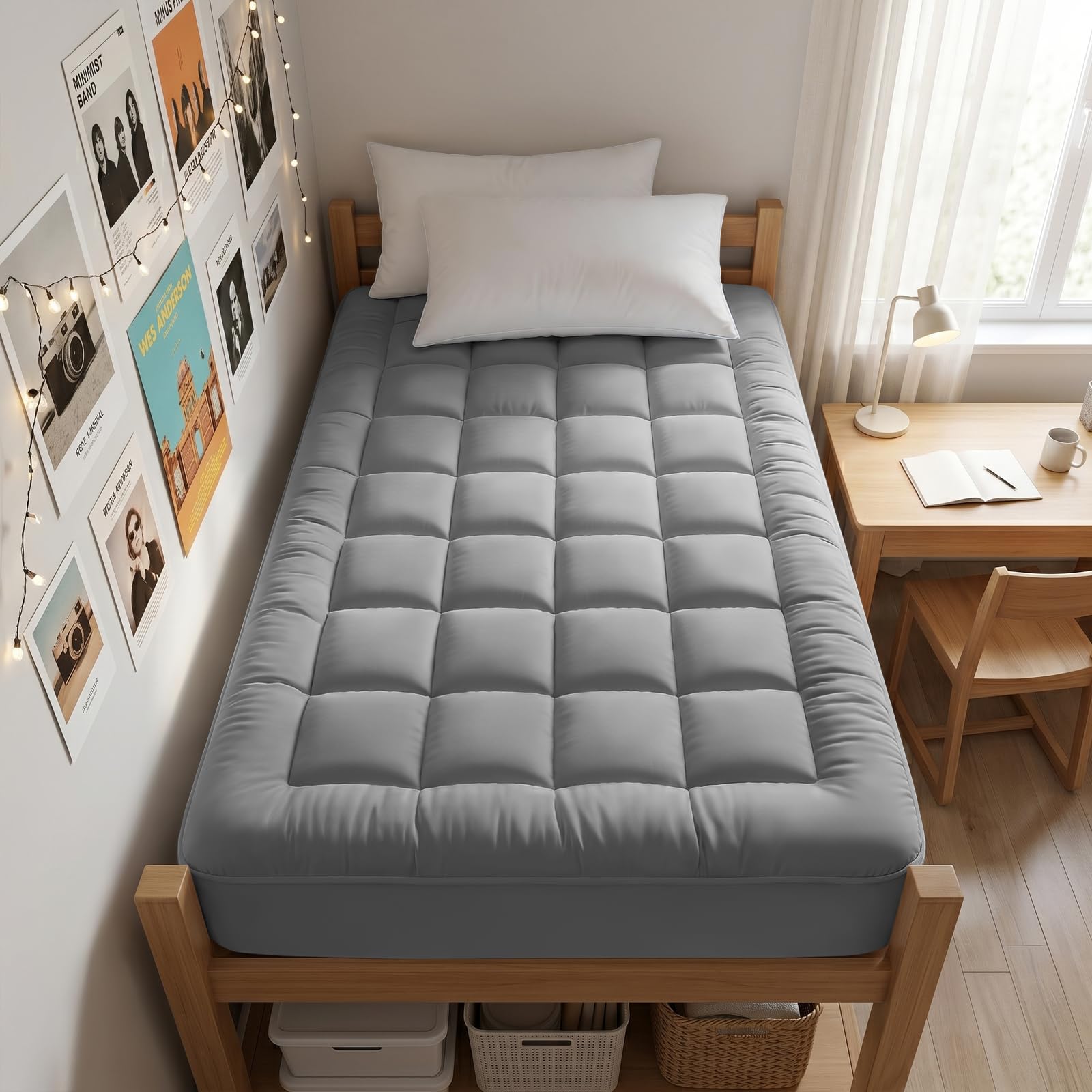 EASELAND Queen Size Mattress Pad Pillow Top Mattress Cover Quilted Fitted Mattress Protector Cotton Top Stretches up 8-21" Deep Pocket Cooling Mattress Topper (60x80 inch, White)