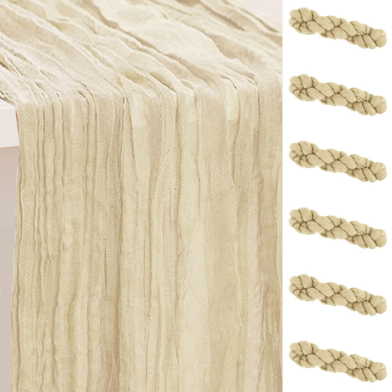 6 Pack Sage Green Cheesecloth Table Runner 35x120 Inch 10Ft Rustic Gauze Cheese Cloth Table Runner Sheer Cheesecloth Table Runners for Wedding Party Bridal Shower Decoration