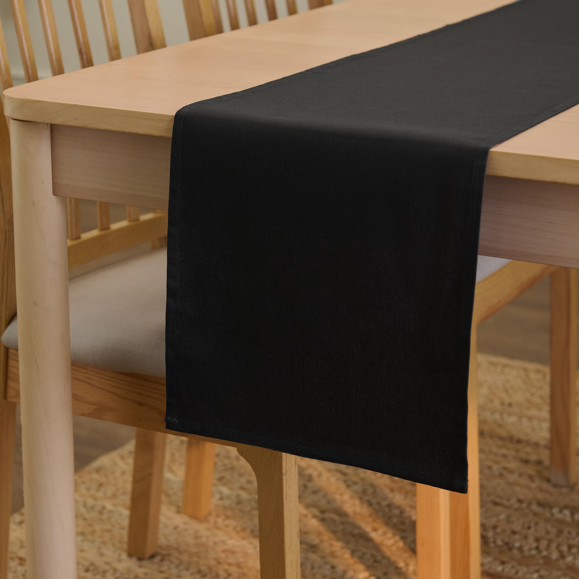 Encasa XO Table Runner 13"x72" Long | Cotton Canvas Fabric | Leaf Green Solid Color | Machine Washable & Durable