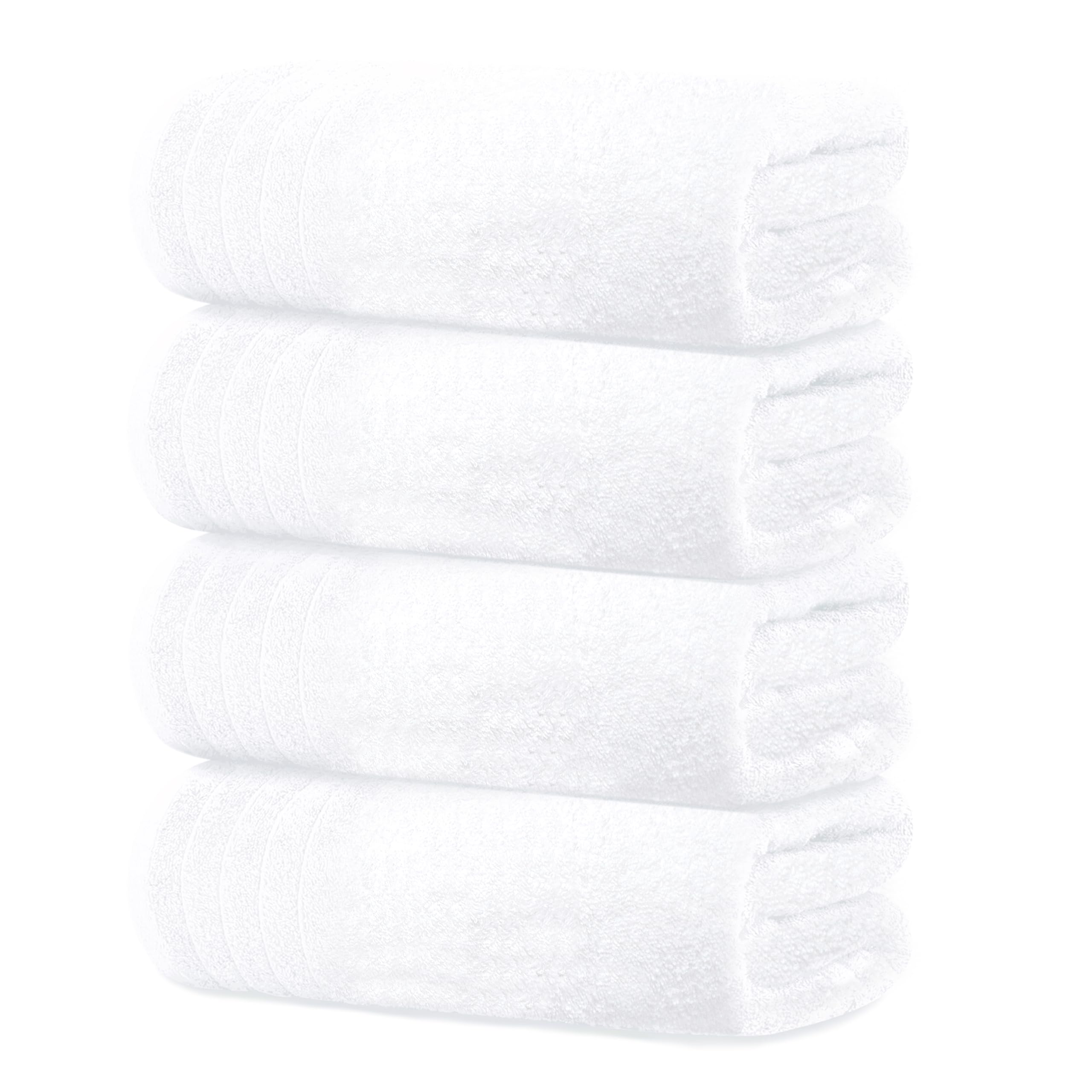 Tens Towels Pack of 4 Extra Large Bath Towels 30 x 60 Inches, 100% Cotton, Larger & Lighter Weight, Quicker to Dry, Super Soft and Absorbent, Perfect for Bathroom, Beige