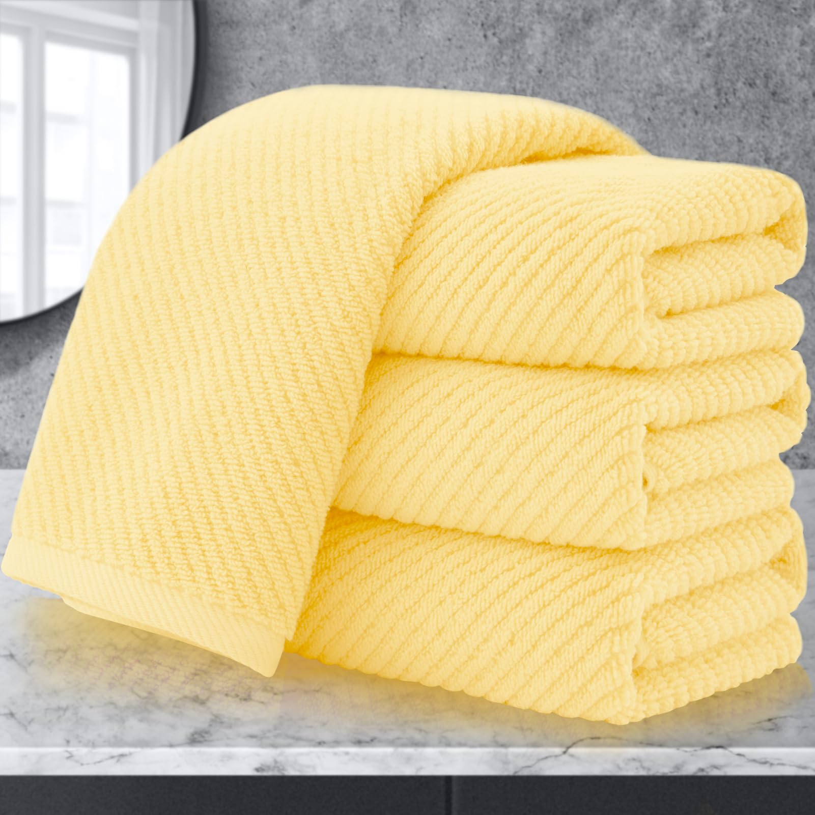 VOOVA & MOVAS Bath Towel Sets - 100% Cotton | Quick Dry | Light Weight | Thick | Soft, Beige Towels Set of 6, 2 Large Bath 30" x 56", 2 Hand 18" x 28", 2 Washcloths 13" x 13", Tan Towel Gift Set