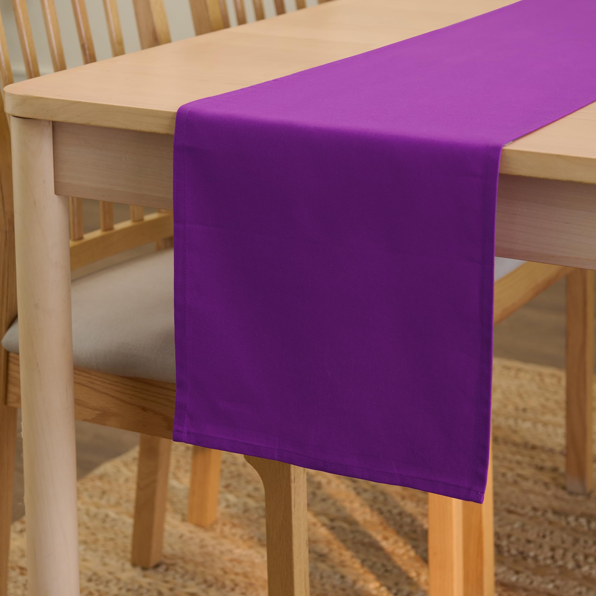 Encasa XO Table Runner 13"x72" Long | Cotton Canvas Fabric | Leaf Green Solid Color | Machine Washable & Durable