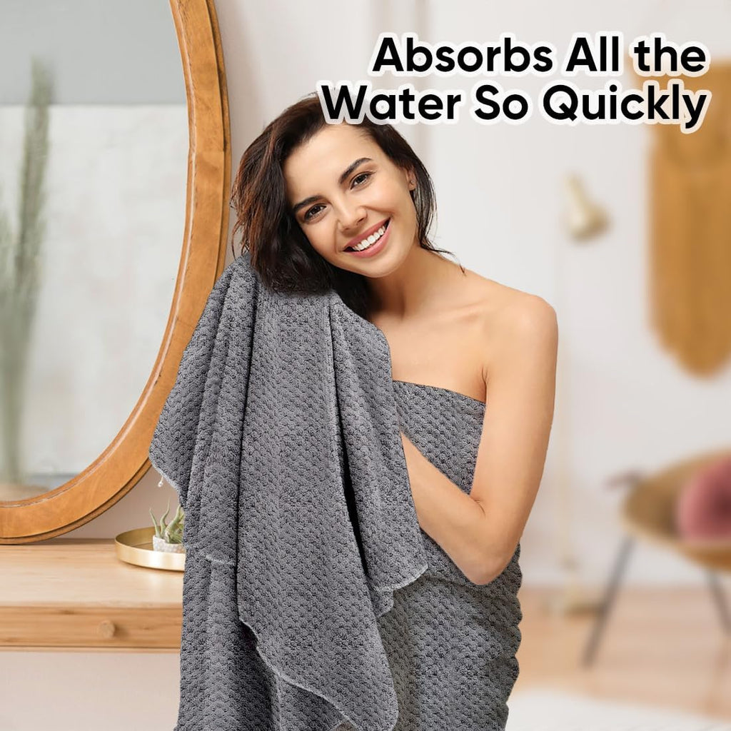 HOMEXCEL Grey Bath Towels 2 Pack, Microfiber Bathroom Towel, Super Soft Highly Absorbent Bath Towel Set, Quick Drying Towels for Sport, Yoga, SPA, Fitness