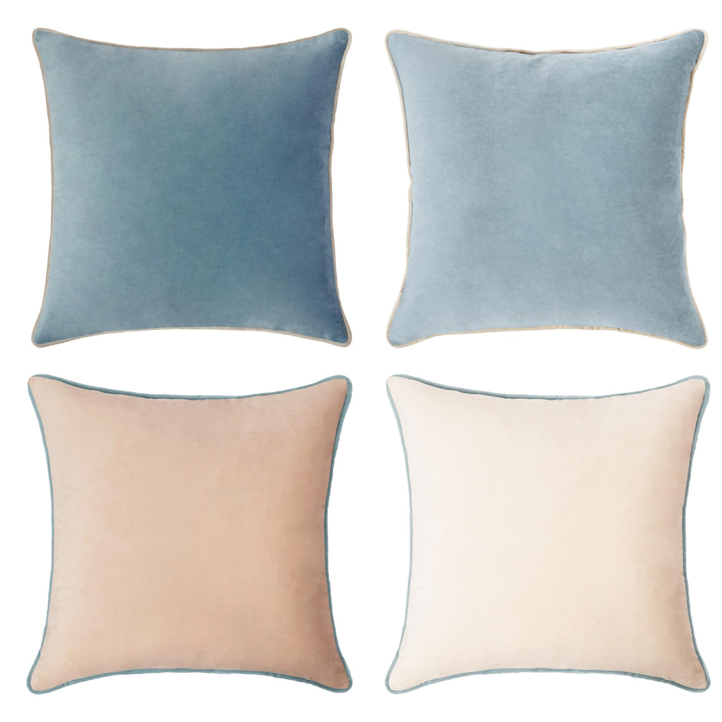 Set of 4 18×18 Inch Double-Sided Velvet Throw Pillow Covers, Orange & Teal
