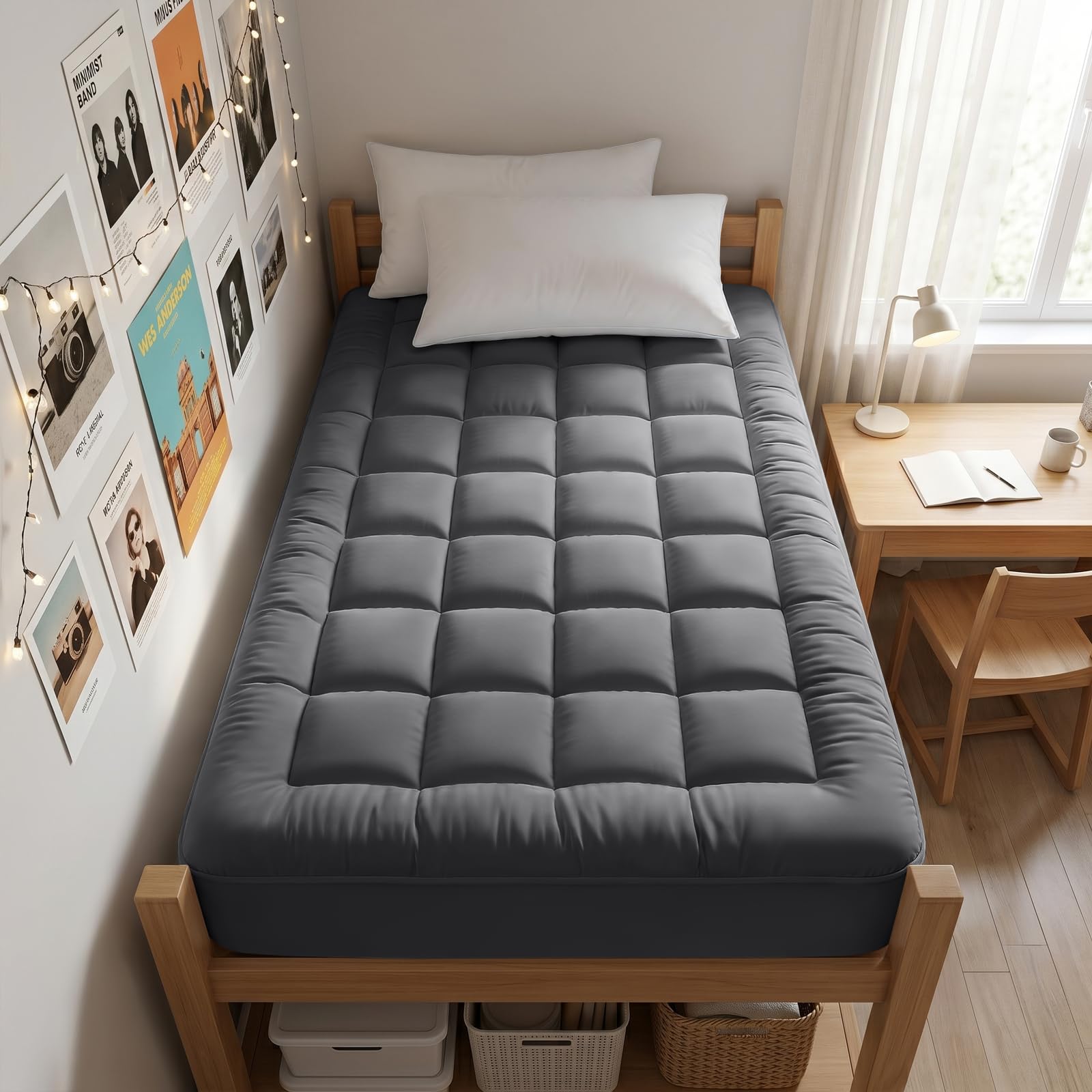 EASELAND Queen Size Mattress Pad Pillow Top Mattress Cover Quilted Fitted Mattress Protector Cotton Top Stretches up 8-21" Deep Pocket Cooling Mattress Topper (60x80 inch, White)