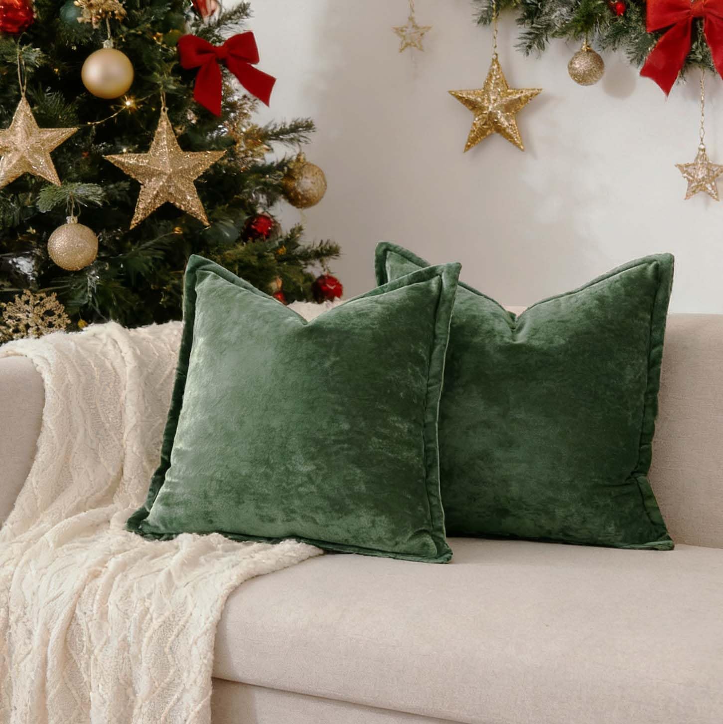 Velvet Pillow Covers 2 Pack Soft 26x26 Pillow Covers Solid Square Euro Shams Decorative Couch Pillow Cases with Wide Border for Sofa Bed Home Decor,Black