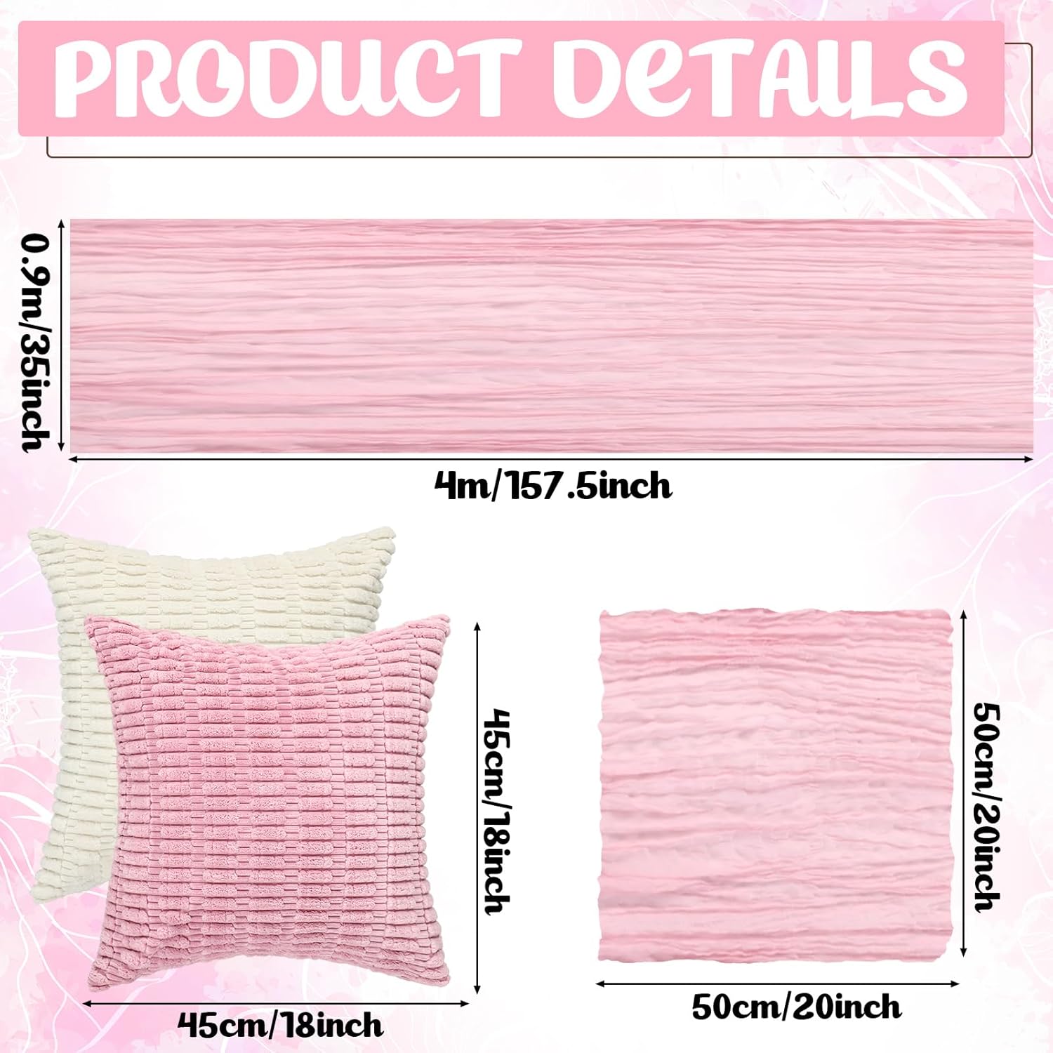 Beeveer 91 x 71 Extra Large Outdoor Boho Picnic Blanket with Pink Table Runner, 12 Throw Pillow Covers 12 Napkins Woven Cotton Yarn Oversize Beach Blanket Washable Picnic Camp Wedding