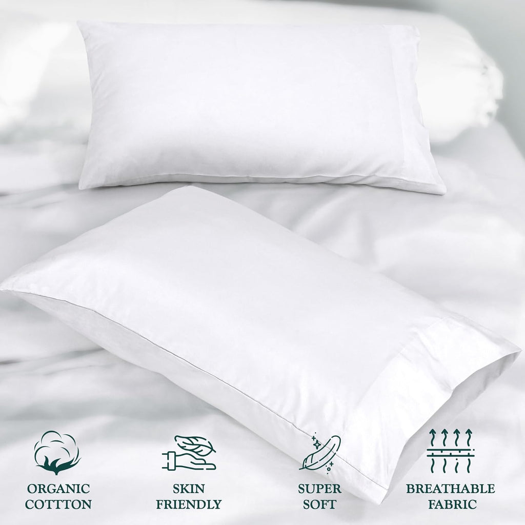Royale Linens White Cotton Pillow Cases Standard Size Set of 12 - Bed Pillow Covers - 100% Cotton Pillowcases - Soft & Cooling- Envelope Closure - Hotel Quality Bulk Pillowcases 20" x 26"