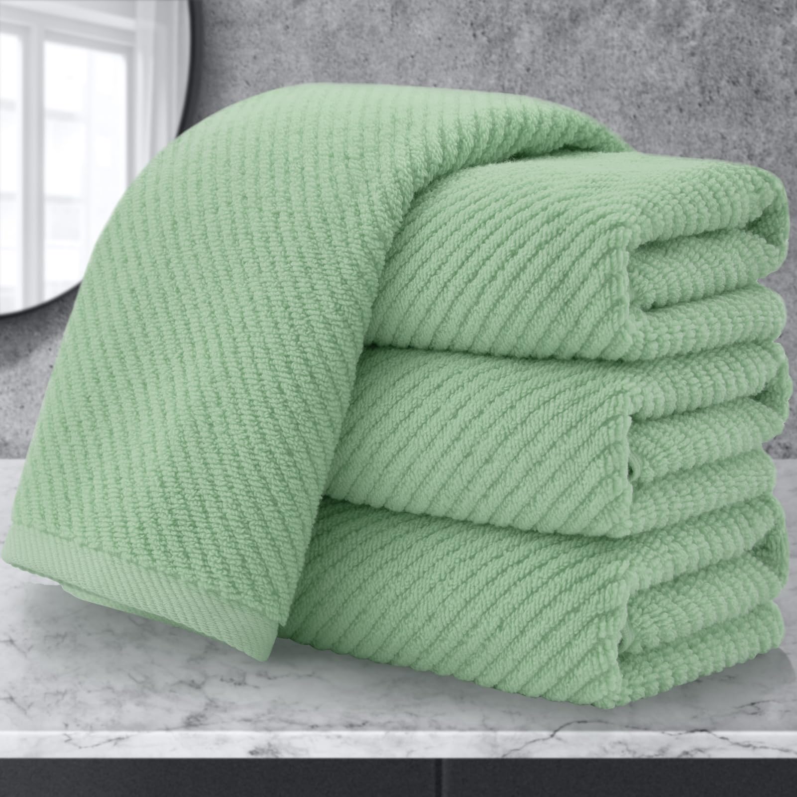 VOOVA & MOVAS Bath Towel Sets - 100% Cotton | Quick Dry | Light Weight | Thick | Soft, Beige Towels Set of 6, 2 Large Bath 30" x 56", 2 Hand 18" x 28", 2 Washcloths 13" x 13", Tan Towel Gift Set