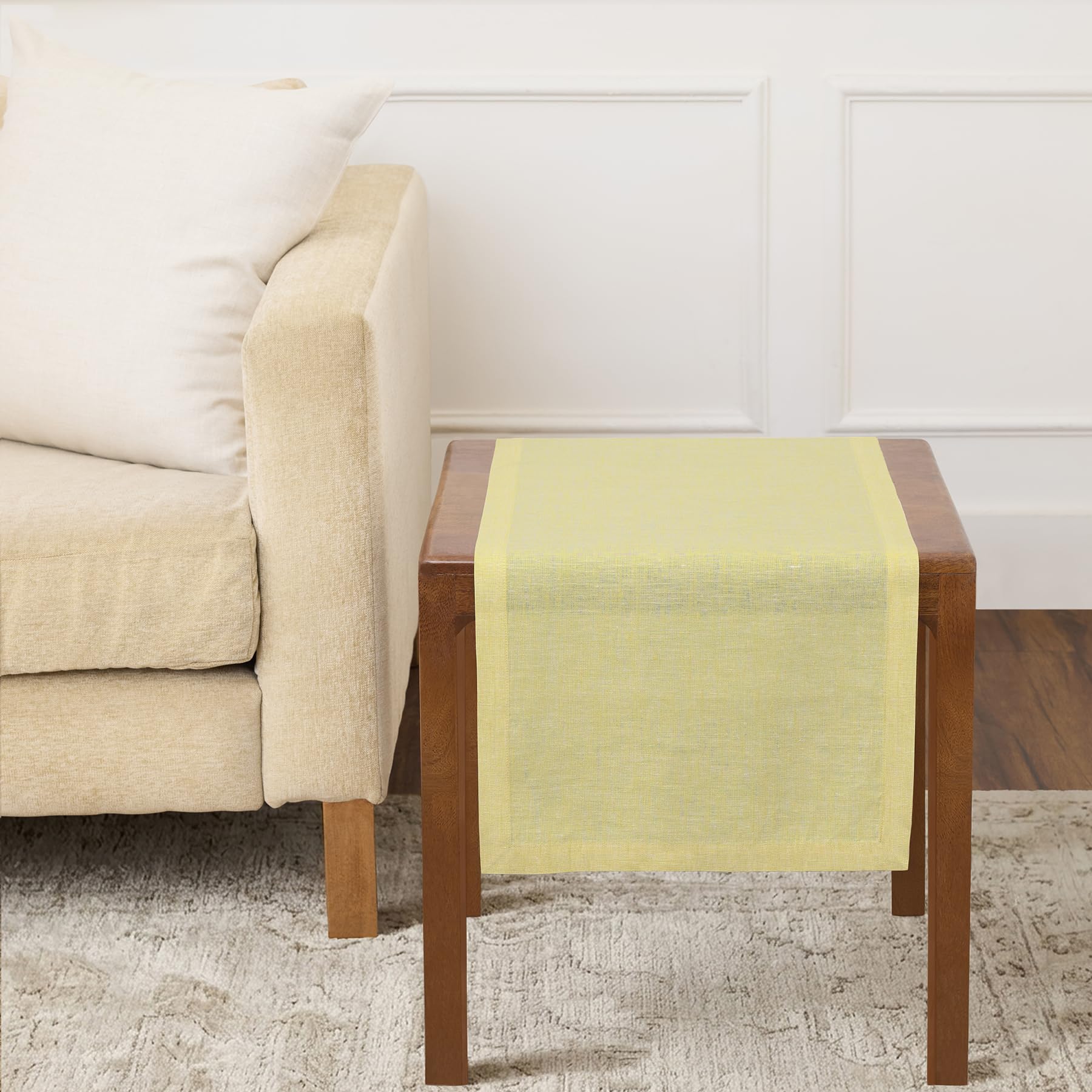 Solino Home Linen Table Runner 72 Inches Long - Athena, 100% Pure Linen Light Natural Table Runner 14 x 72 Inch for Dining, Spring, Summer
