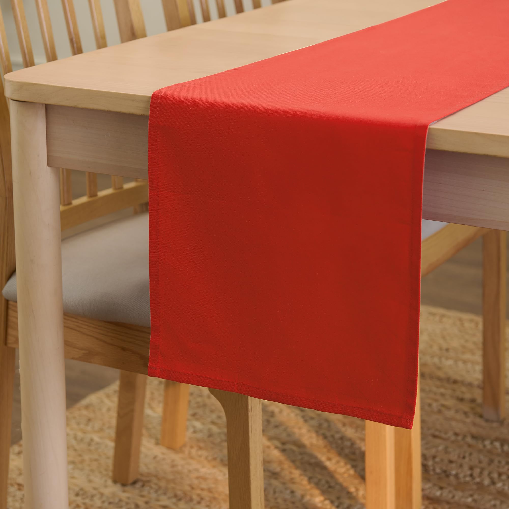 Encasa XO Table Runner 13"x72" Long | Cotton Canvas Fabric | Leaf Green Solid Color | Machine Washable & Durable
