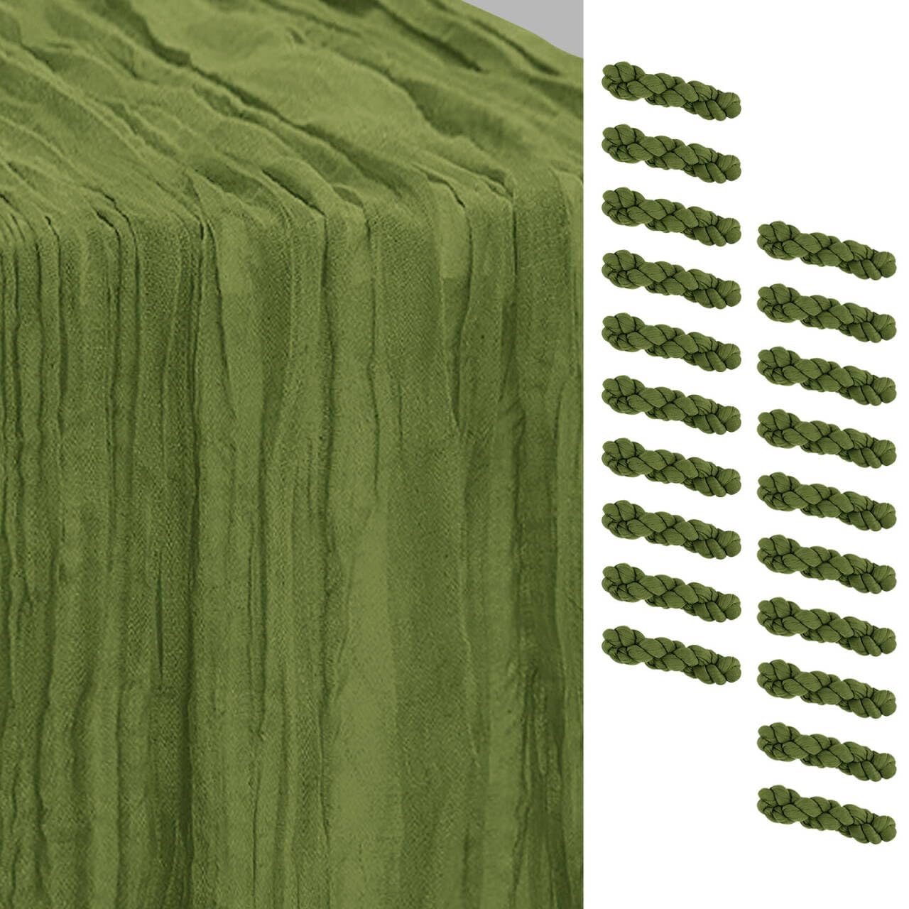 6 Pack Sage Green Cheesecloth Table Runner 35x120 Inch 10Ft Rustic Gauze Cheese Cloth Table Runner Sheer Cheesecloth Table Runners for Wedding Party Bridal Shower Decoration