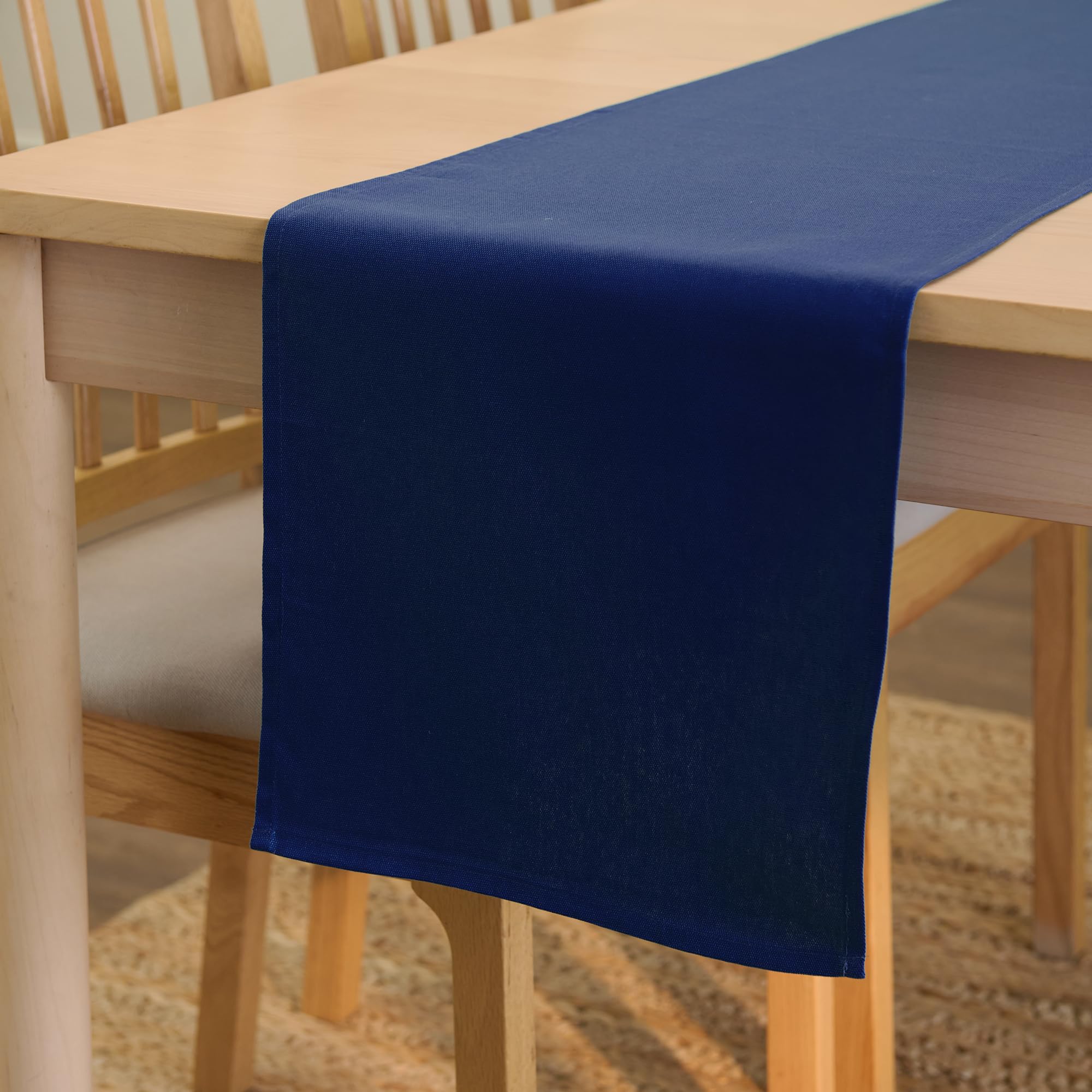 Encasa XO Table Runner 13"x72" Long | Cotton Canvas Fabric | Leaf Green Solid Color | Machine Washable & Durable