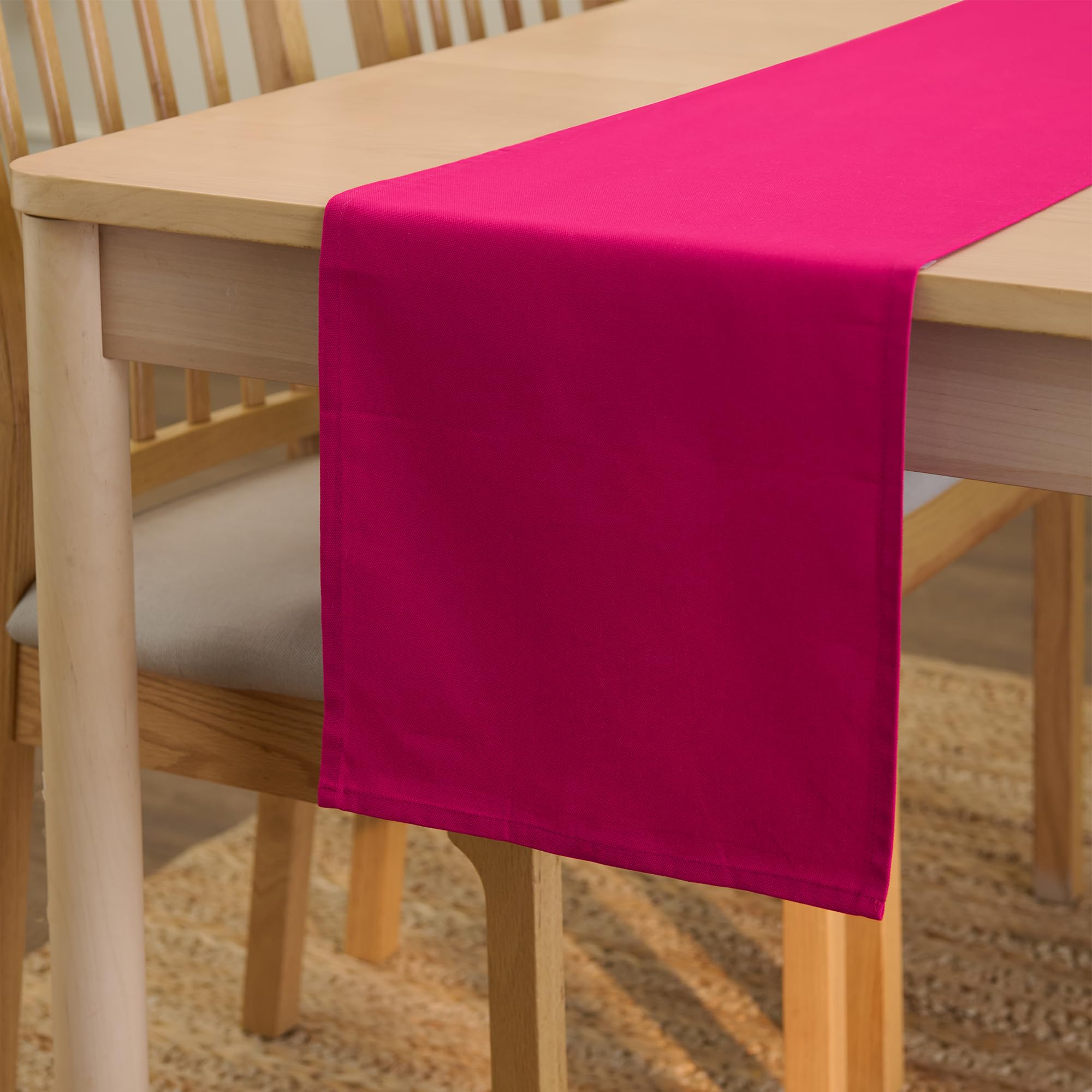 Encasa XO Table Runner 13"x72" Long | Cotton Canvas Fabric | Leaf Green Solid Color | Machine Washable & Durable