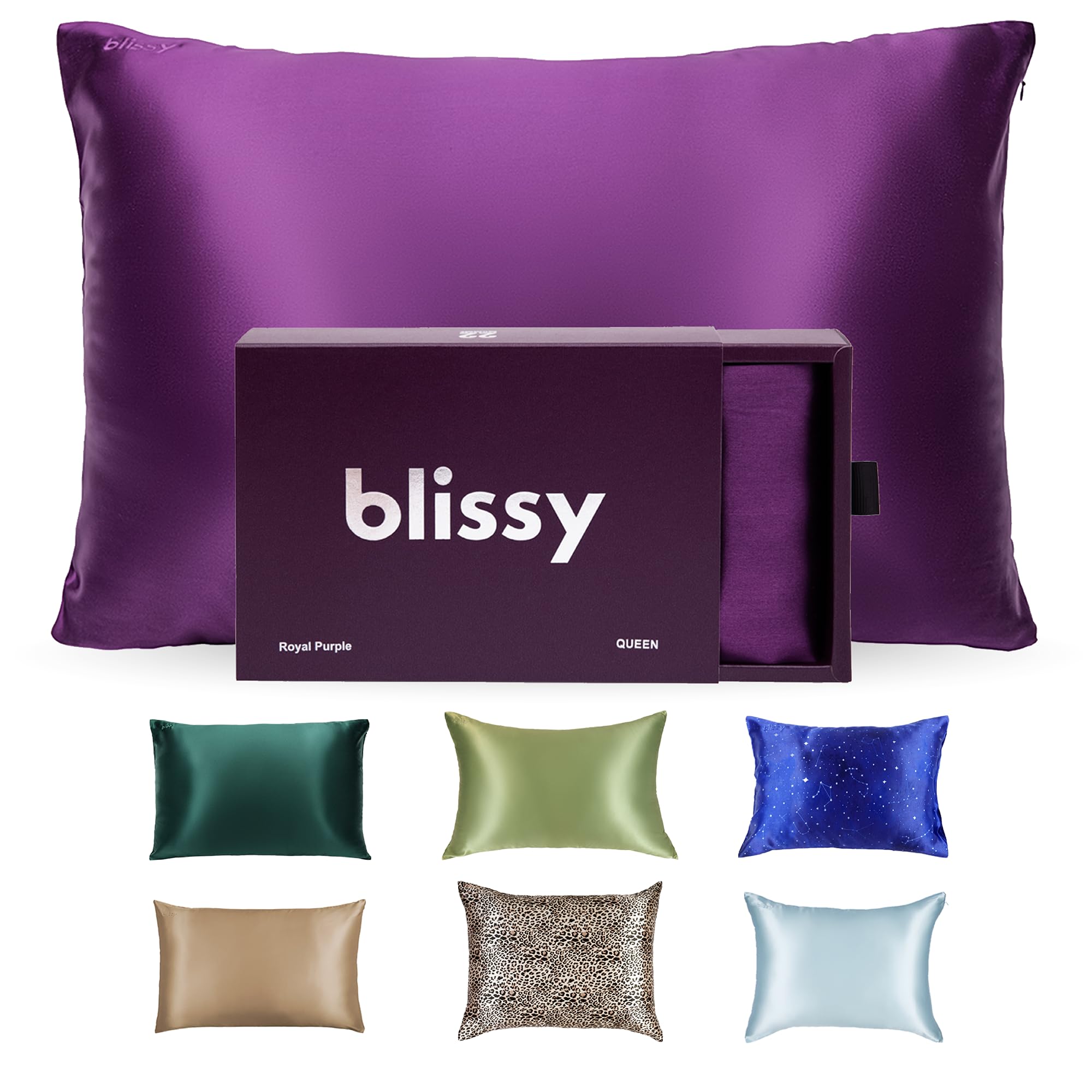Blissy Silk Pillowcase - 100% Pure Mulberry Silk - 22 Momme 6A High-Grade Fibers - Silk Pillow Cover for Hair & Skin - Regular, Queen & King (Silver, Standard)