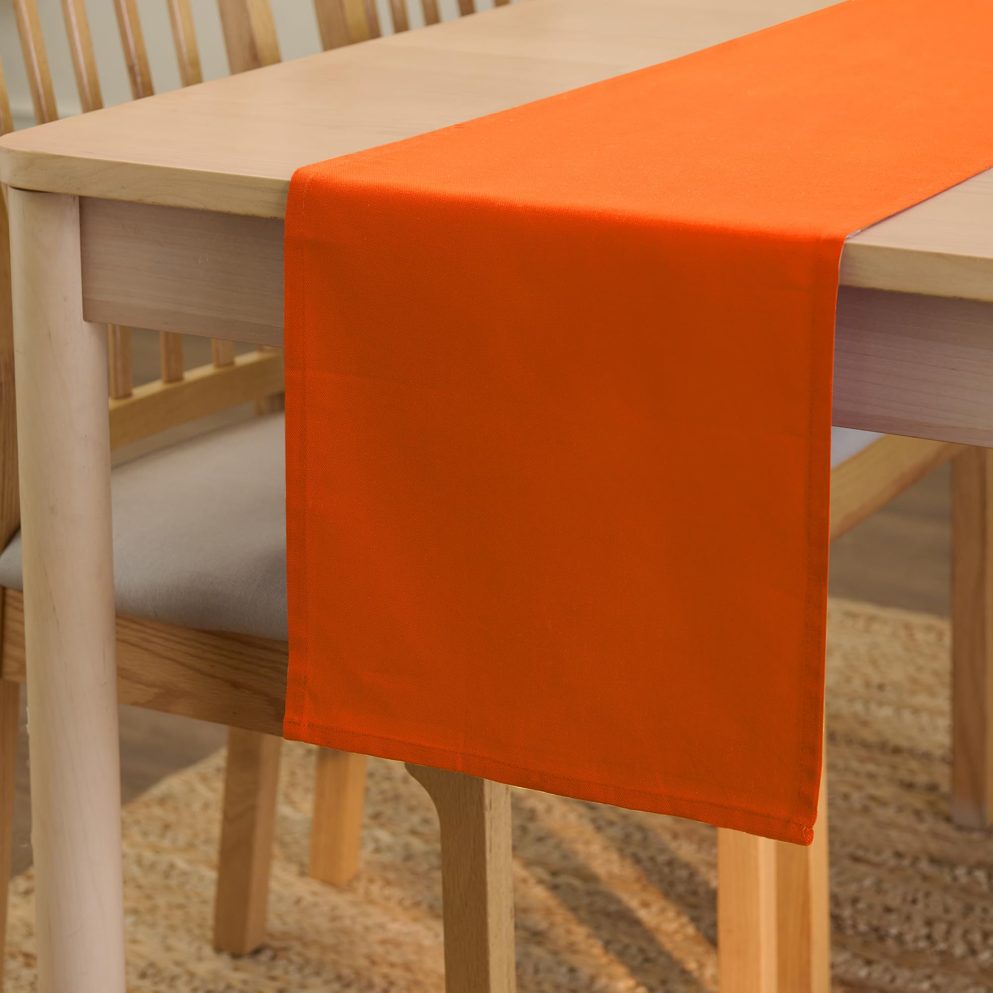 Encasa XO Table Runner 13"x72" Long | Cotton Canvas Fabric | Leaf Green Solid Color | Machine Washable & Durable