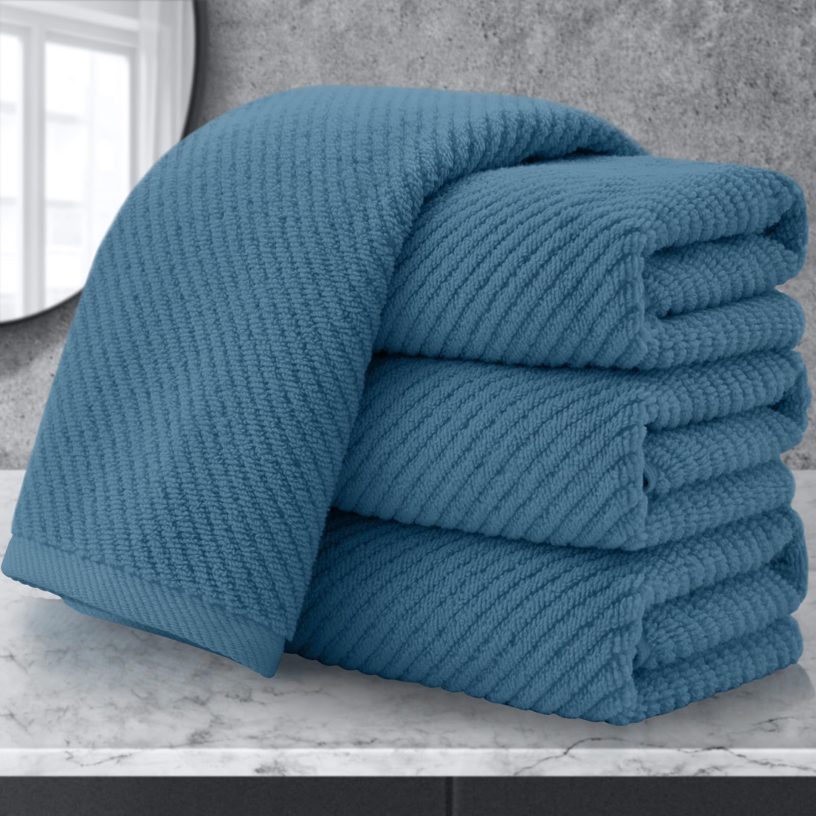 VOOVA & MOVAS Bath Towel Sets - 100% Cotton | Quick Dry | Light Weight | Thick | Soft, Beige Towels Set of 6, 2 Large Bath 30" x 56", 2 Hand 18" x 28", 2 Washcloths 13" x 13", Tan Towel Gift Set