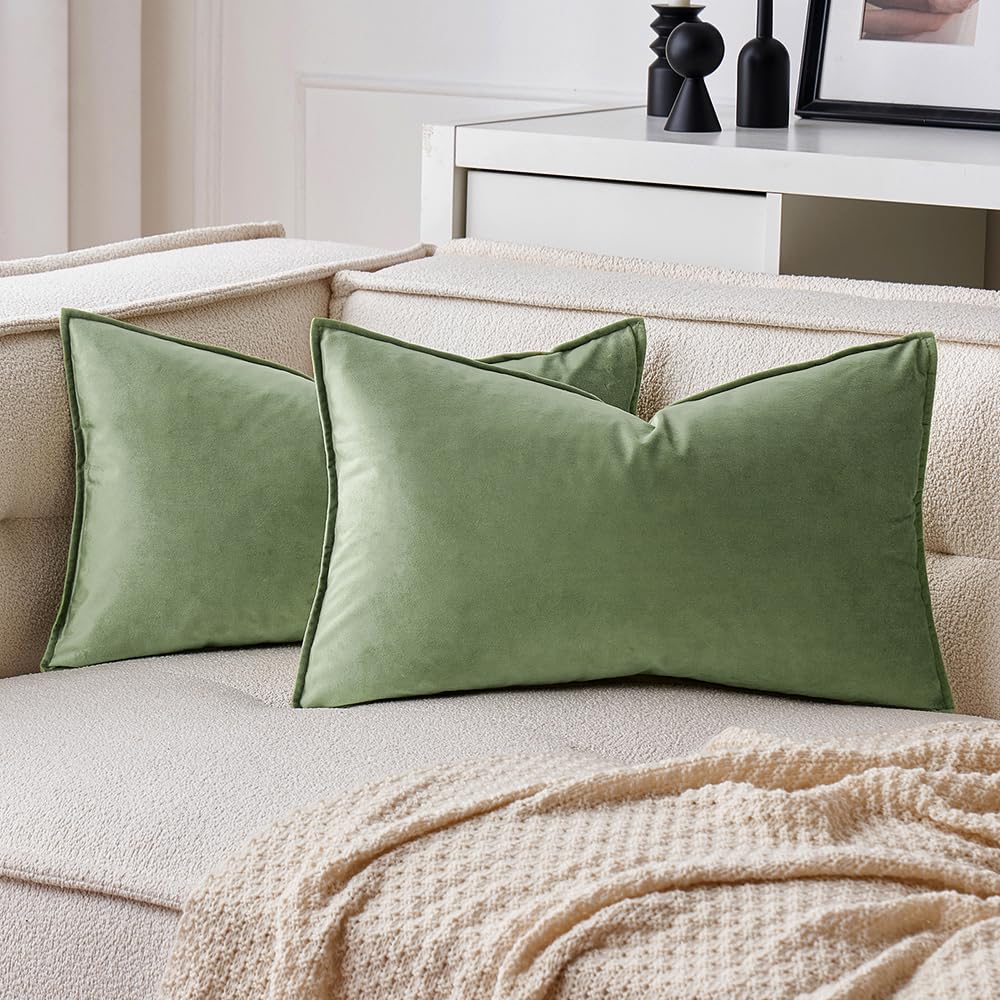 MIULEE Dark Coffee Velvet Throw Pillow Covers 24x24 Taupe Neutral Soft Decorative Solid Square Euro Sham Cushion Cases Pack of 2 Modern Luxury Home Decor for Couch, Sofa, Bedroom