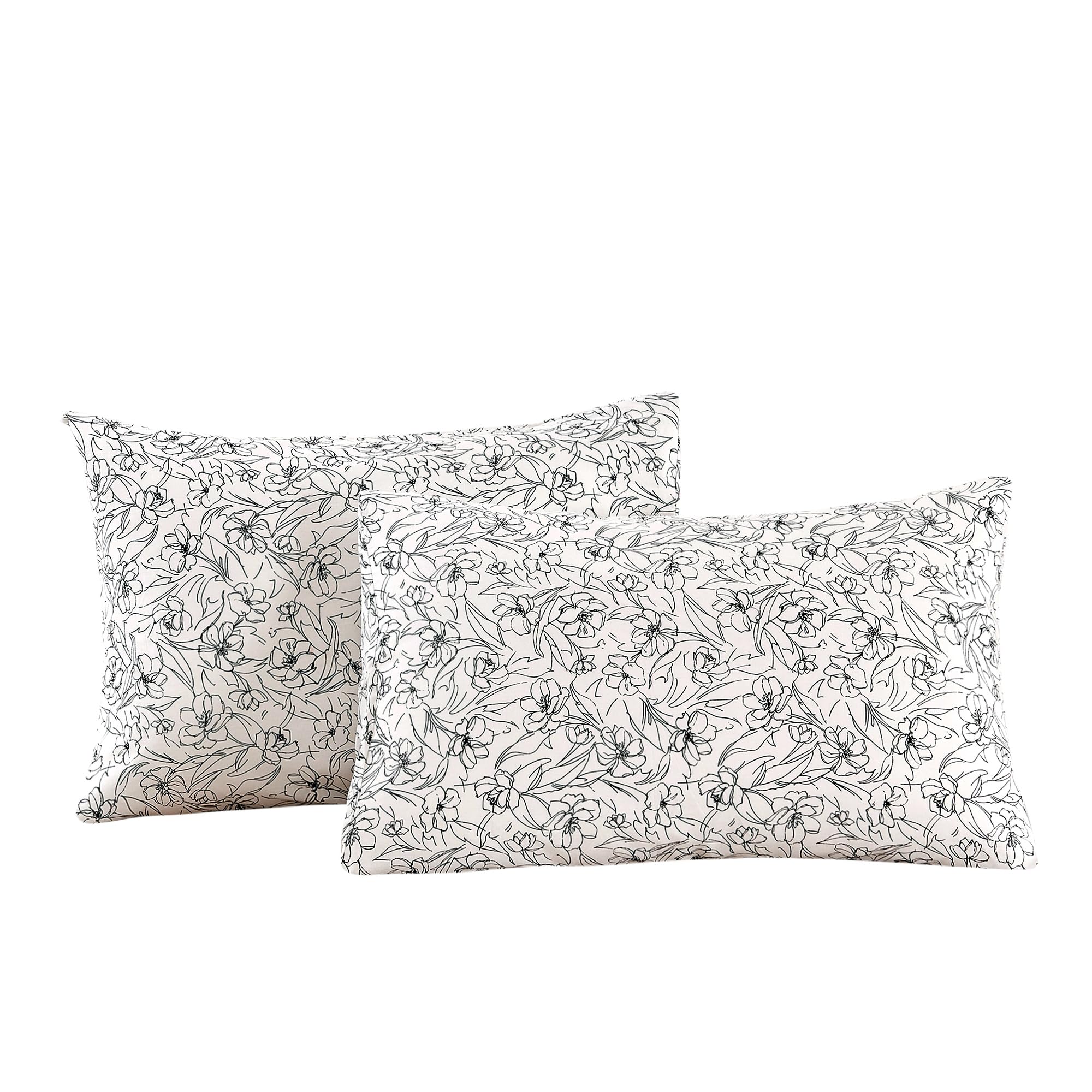 ECOCOTT 100% Cotton Pillowcases Standard Size, Floral Print Pattern Pillow Cover 4 Pack, Super Soft Envelope Closure Standard Pillow Case Set (Standard, 20"x26")