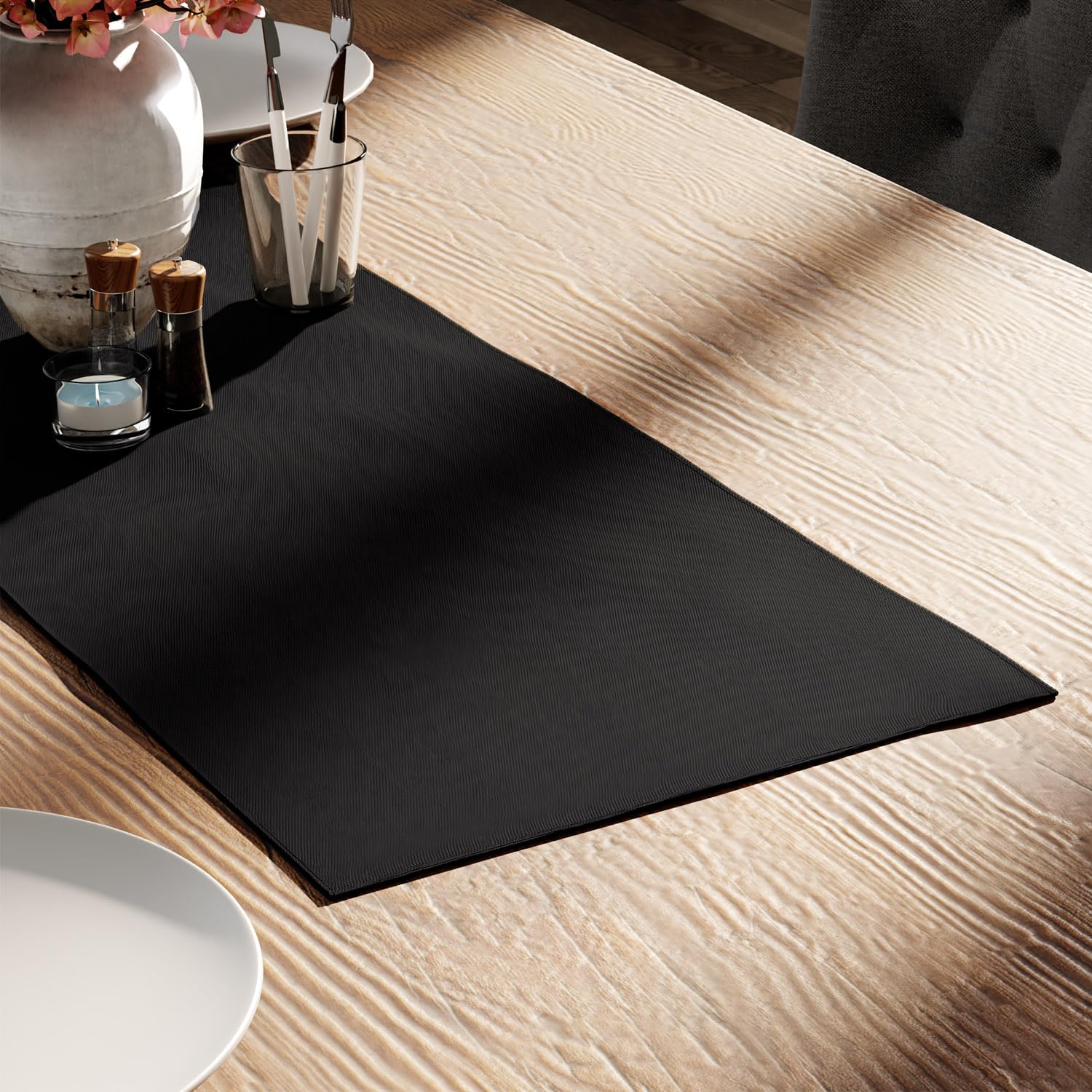 Encasa XO Table Runner 13"x72" Long | Cotton Canvas Fabric | Leaf Green Solid Color | Machine Washable & Durable