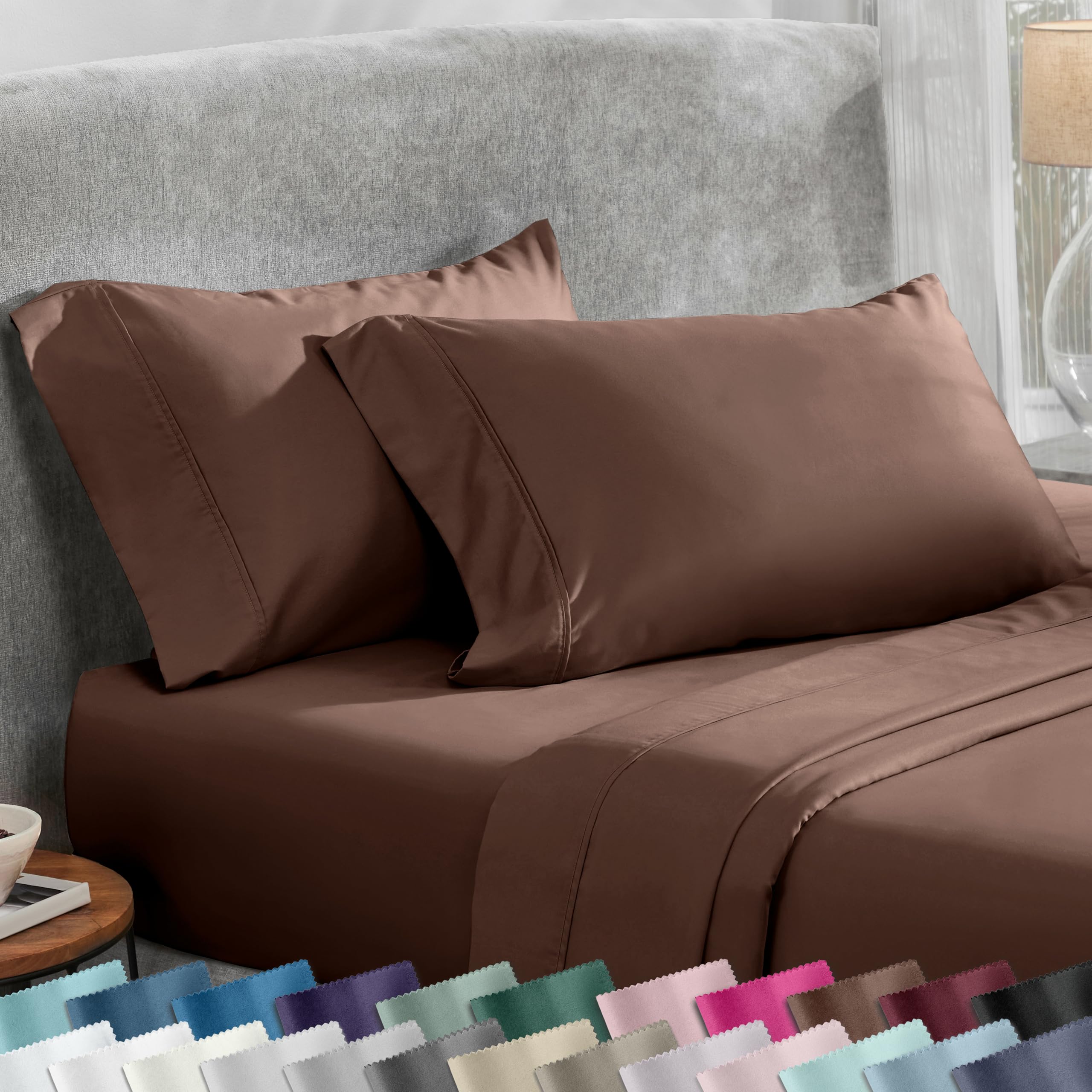 California Design Den Standard Queen Size Pillowcase Set - 400 Thread Count, 100% Cotton Sateen, Set of 2 Pillow Covers, Soft and Breathable - Bright White
