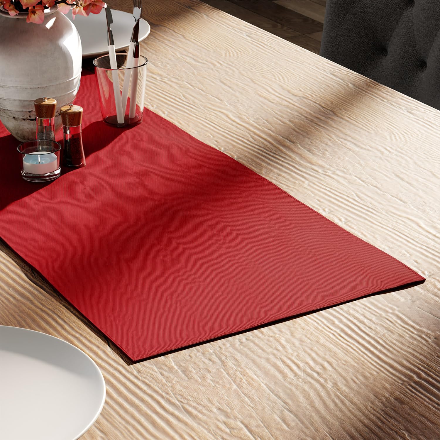 Encasa XO Table Runner 13"x72" Long | Cotton Canvas Fabric | Leaf Green Solid Color | Machine Washable & Durable