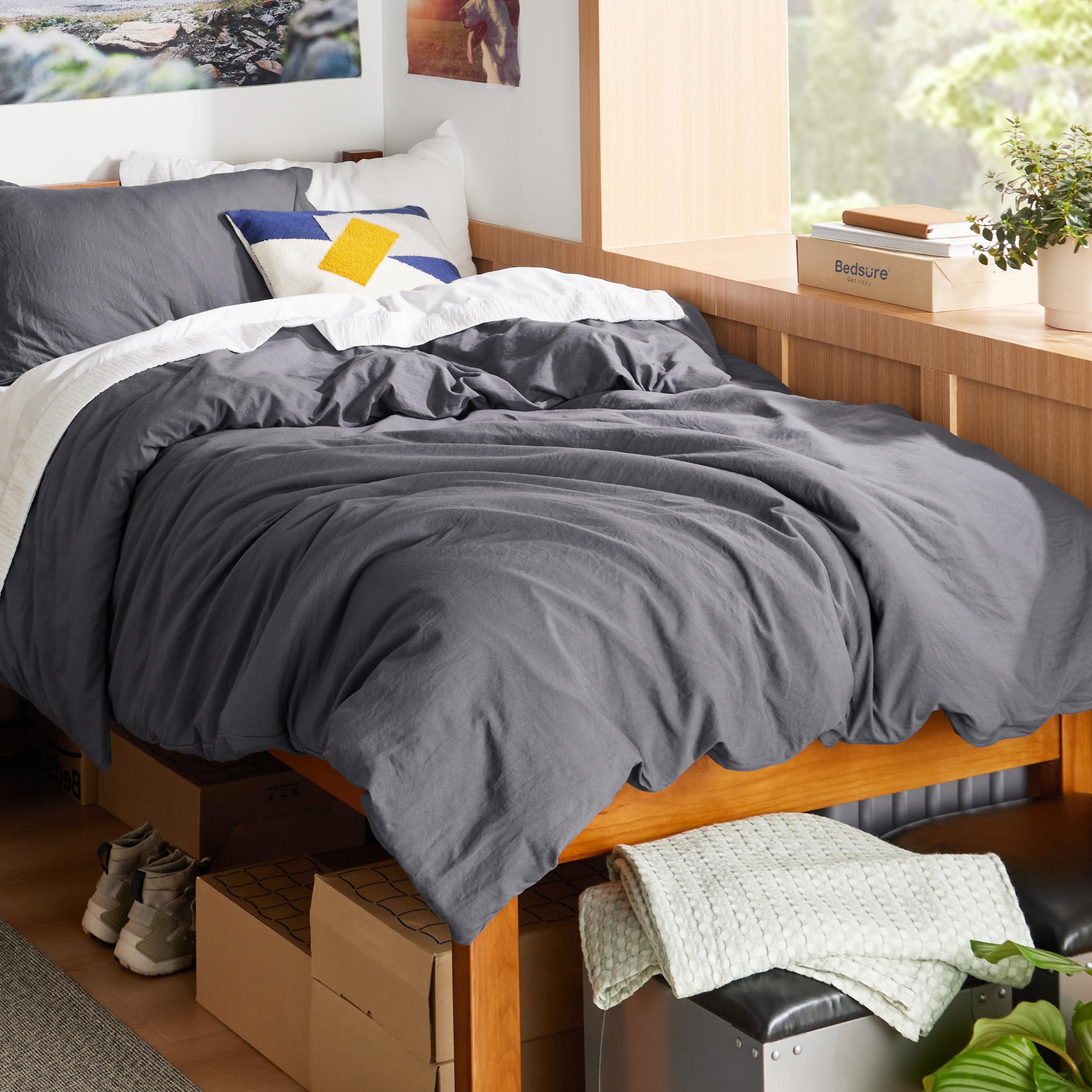 Bedsure White Duvet Cover Queen Size - 3 Pieces Prewashed Cotton-Like Polyester Extra Soft Bedding Set, Includes 1 Duvet Cover 90x90 Inches with Zipper Closure & 2 Pillow Shams, Comforter Not Included