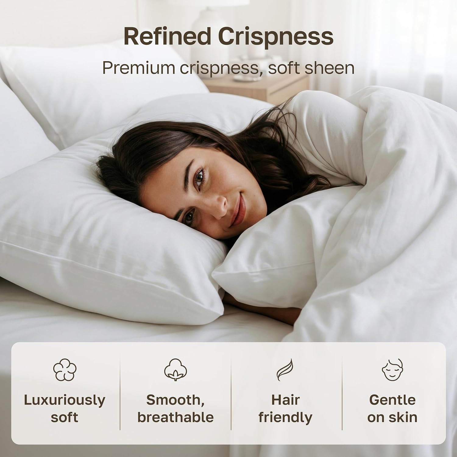 Set of 2 King Size White 600 Thread Count 100% Cotton Pillowcases