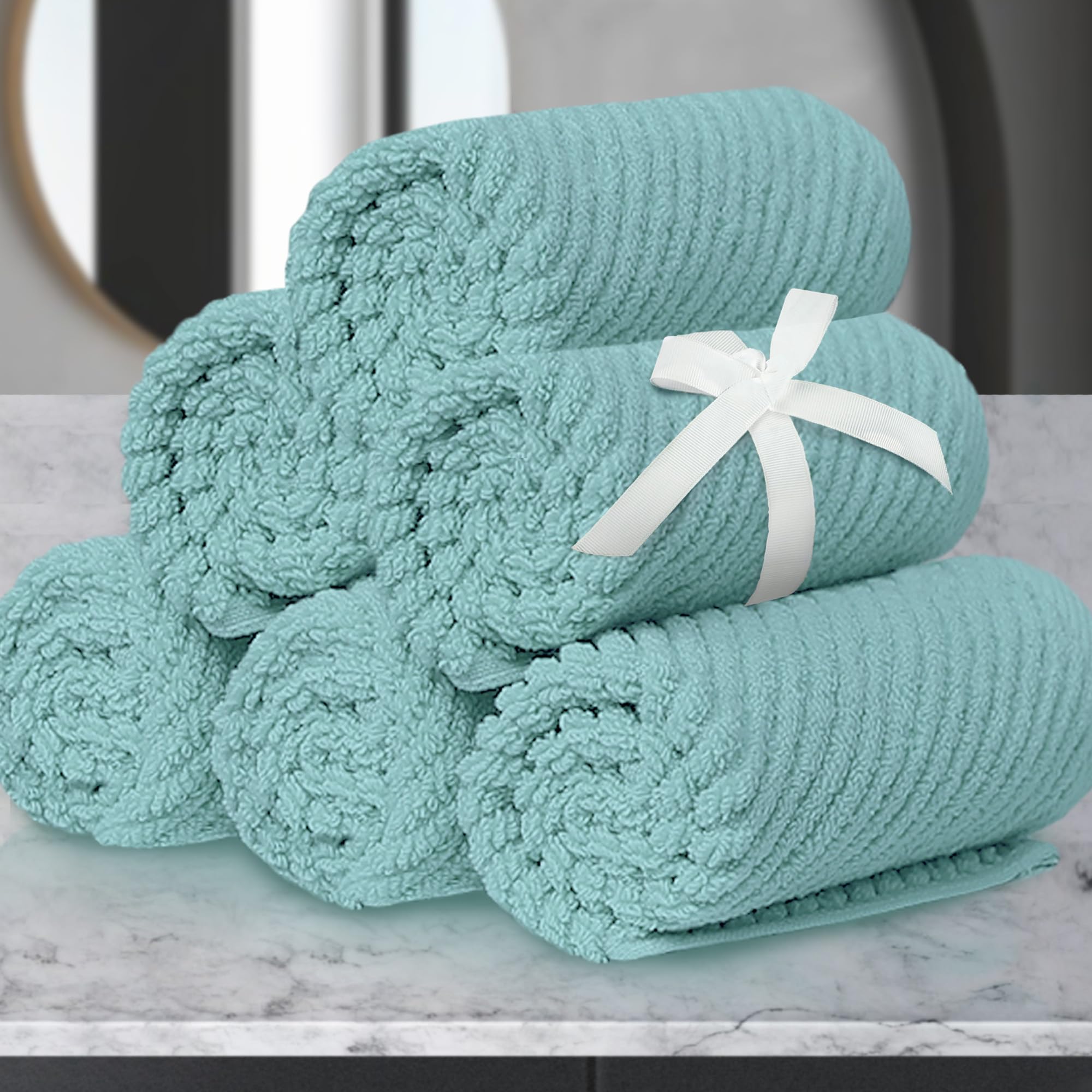 VOOVA & MOVAS Bath Towel Sets - 100% Cotton | Quick Dry | Light Weight | Thick | Soft, Beige Towels Set of 6, 2 Large Bath 30" x 56", 2 Hand 18" x 28", 2 Washcloths 13" x 13", Tan Towel Gift Set