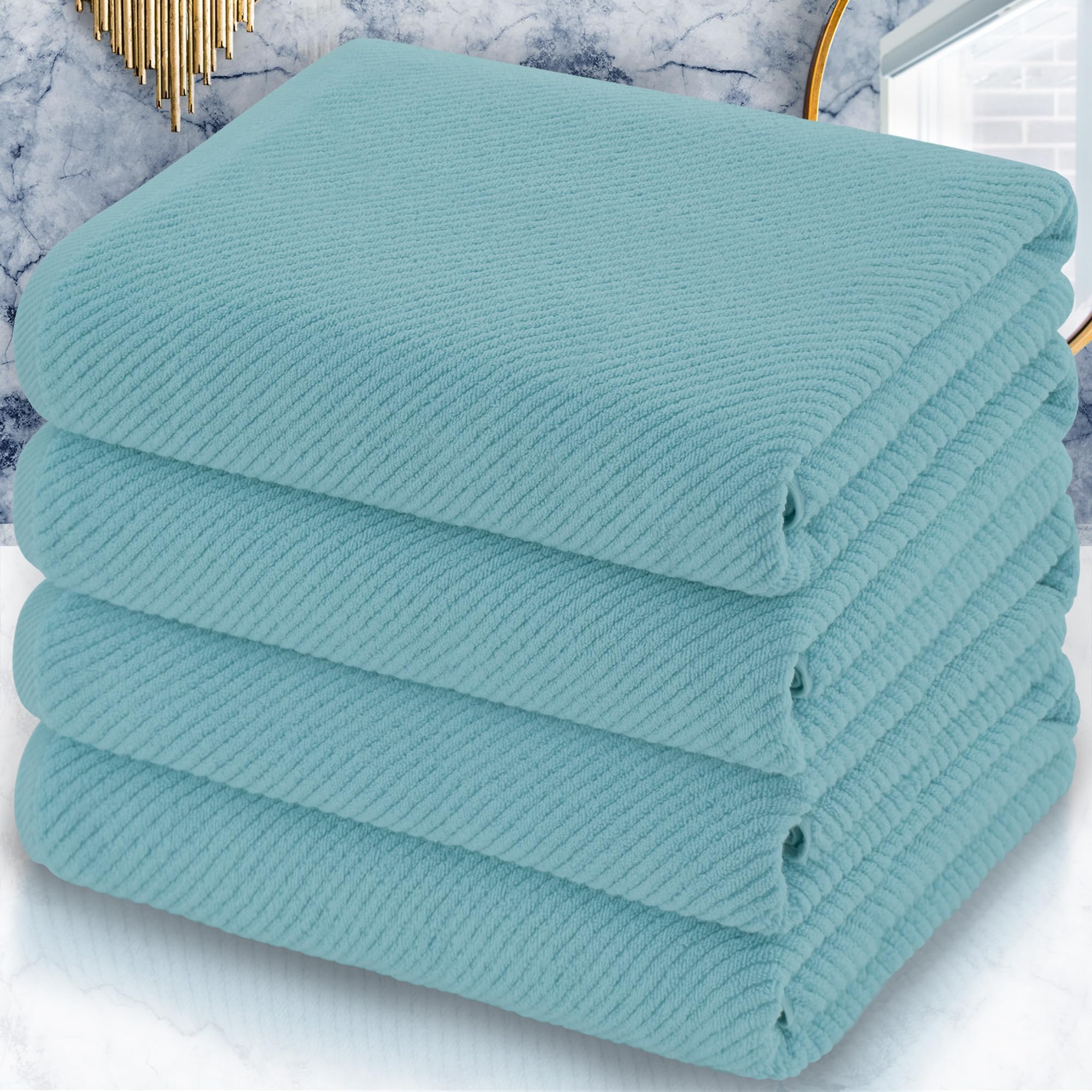 VOOVA & MOVAS Bath Towel Sets - 100% Cotton | Quick Dry | Light Weight | Thick | Soft, Beige Towels Set of 6, 2 Large Bath 30" x 56", 2 Hand 18" x 28", 2 Washcloths 13" x 13", Tan Towel Gift Set