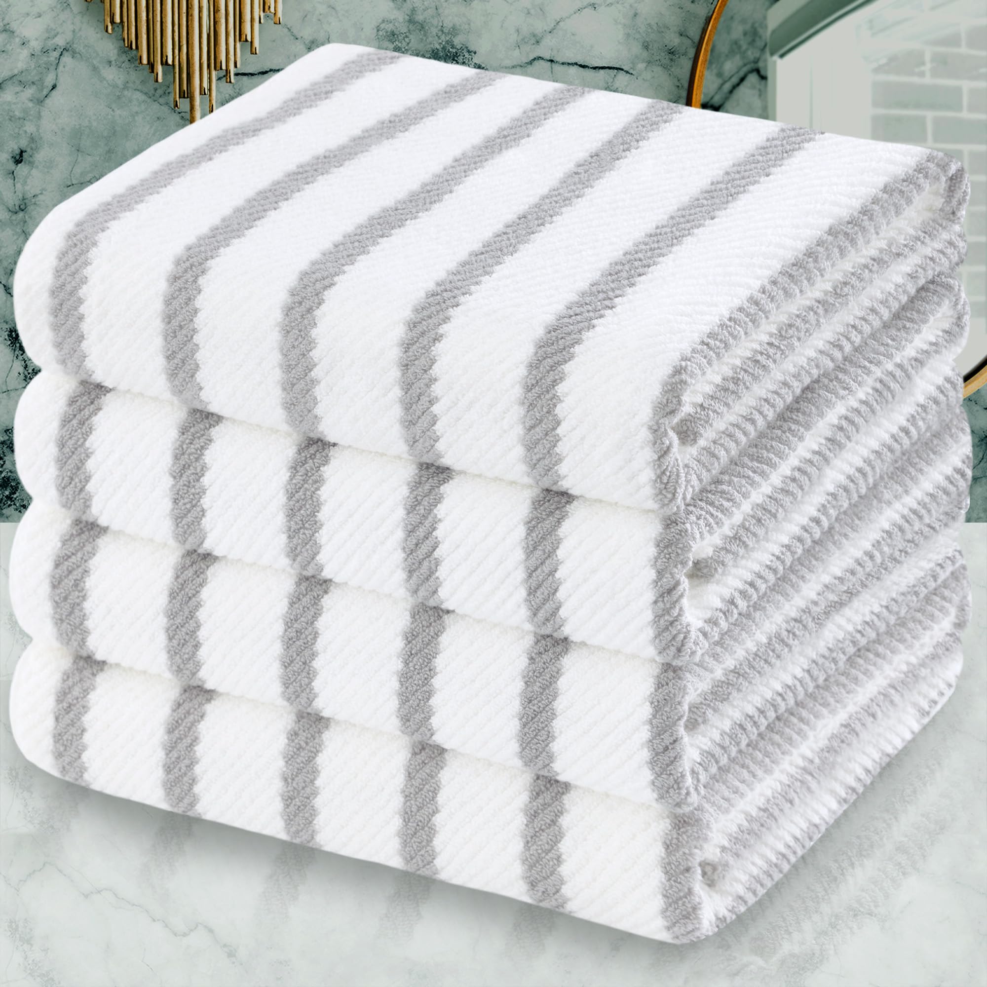 VOOVA & MOVAS Bath Towel Sets - 100% Cotton | Quick Dry | Light Weight | Thick | Soft, Beige Towels Set of 6, 2 Large Bath 30" x 56", 2 Hand 18" x 28", 2 Washcloths 13" x 13", Tan Towel Gift Set