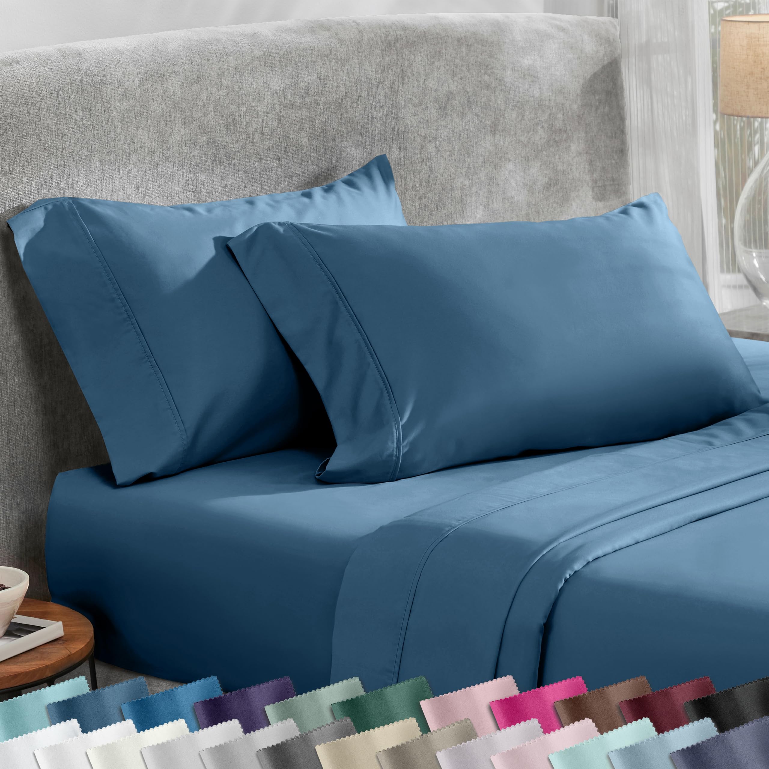 California Design Den Standard Queen Size Pillowcase Set - 400 Thread Count, 100% Cotton Sateen, Set of 2 Pillow Covers, Soft and Breathable - Bright White