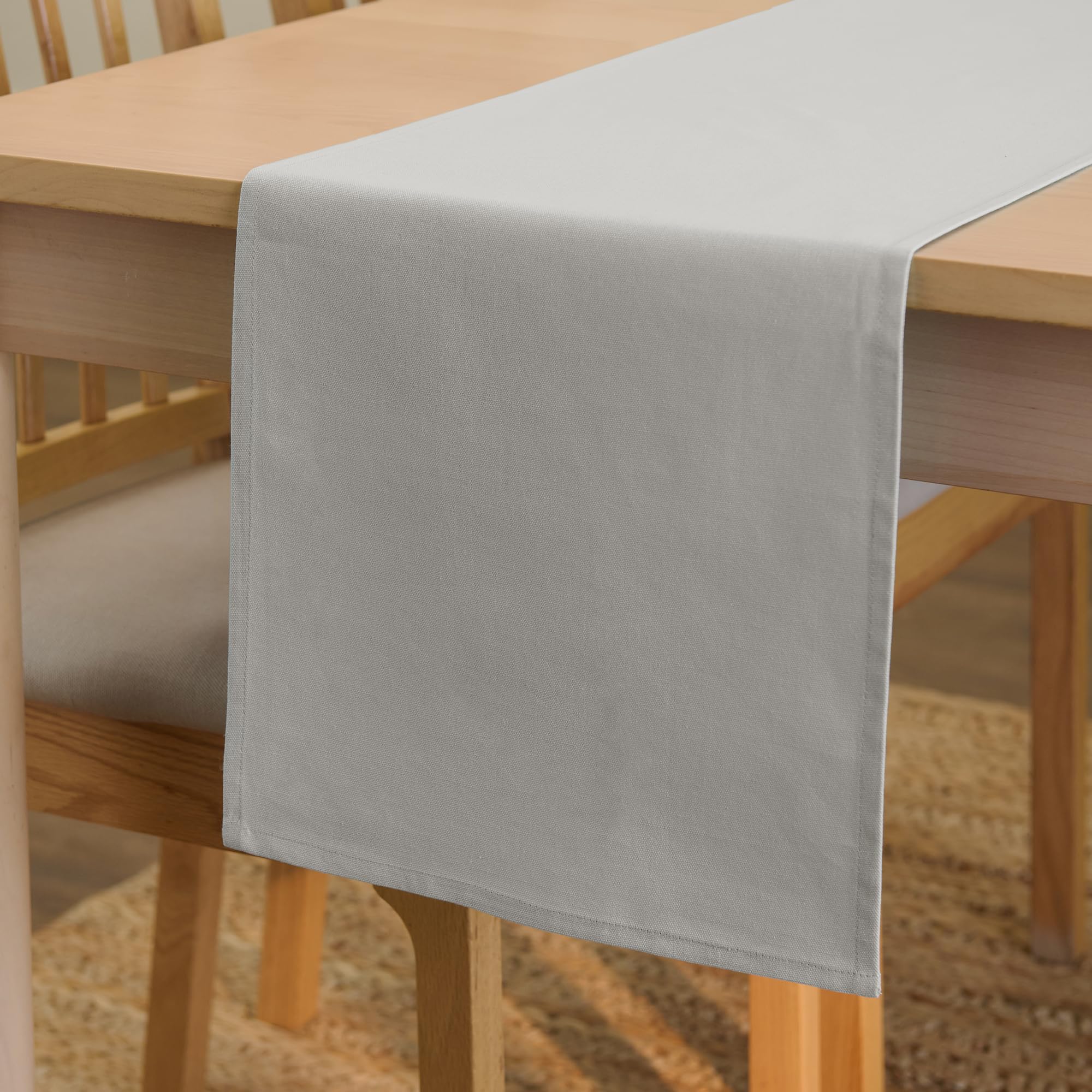 Encasa XO Table Runner 13"x72" Long | Cotton Canvas Fabric | Leaf Green Solid Color | Machine Washable & Durable