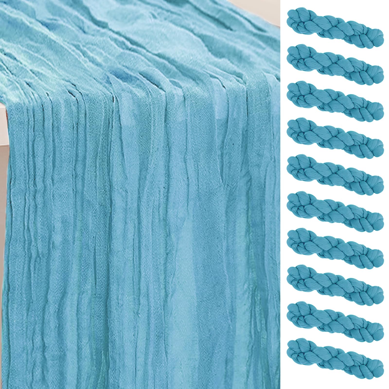 6 Pack Sage Green Cheesecloth Table Runner 35x120 Inch 10Ft Rustic Gauze Cheese Cloth Table Runner Sheer Cheesecloth Table Runners for Wedding Party Bridal Shower Decoration