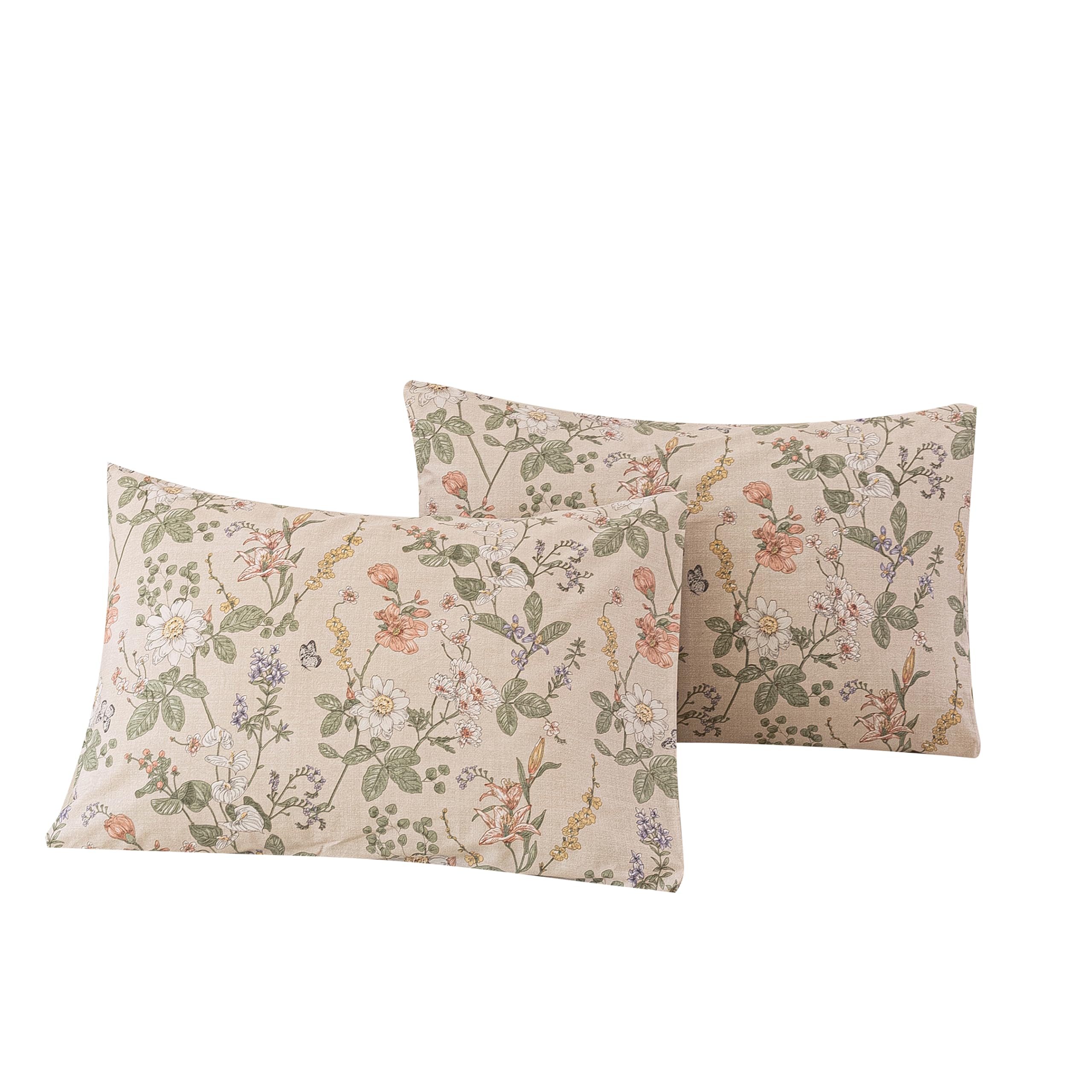 ECOCOTT 100% Cotton Pillowcases Standard Size, Floral Print Pattern Pillow Cover 4 Pack, Super Soft Envelope Closure Standard Pillow Case Set (Standard, 20"x26")