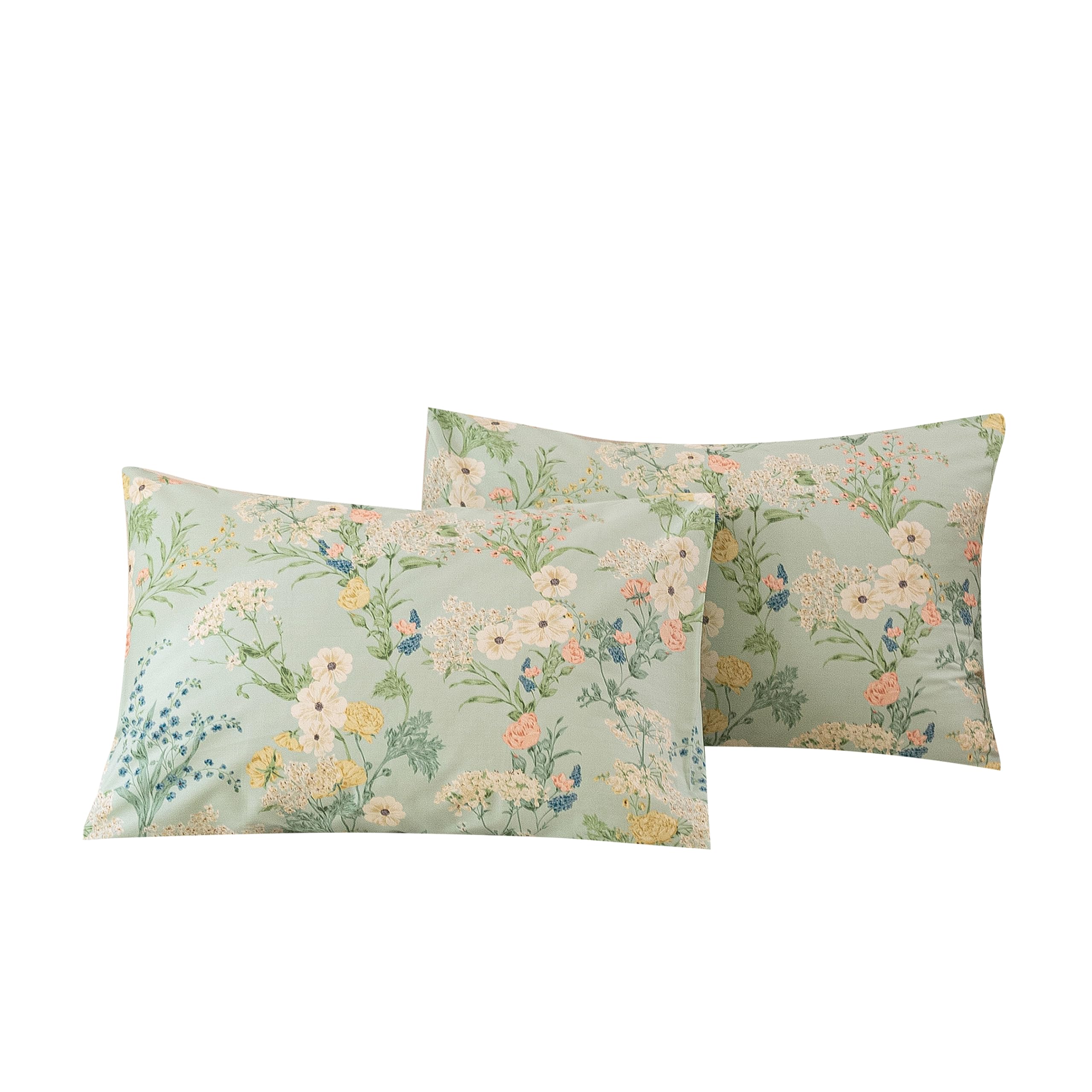 ECOCOTT 100% Cotton Pillowcases Standard Size, Floral Print Pattern Pillow Cover 4 Pack, Super Soft Envelope Closure Standard Pillow Case Set (Standard, 20"x26")