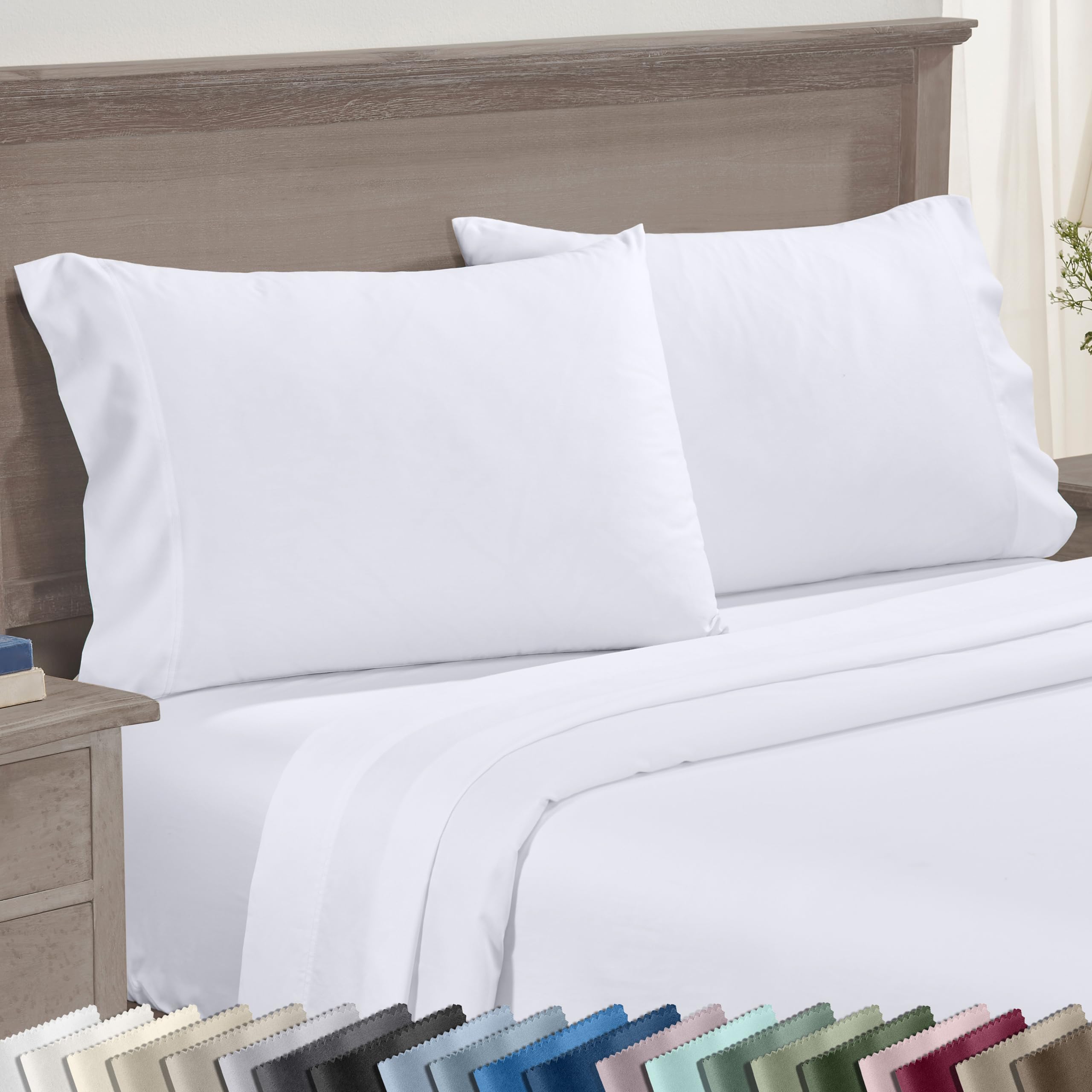 Set of 2 King Size White 600 Thread Count 100% Cotton Pillowcases