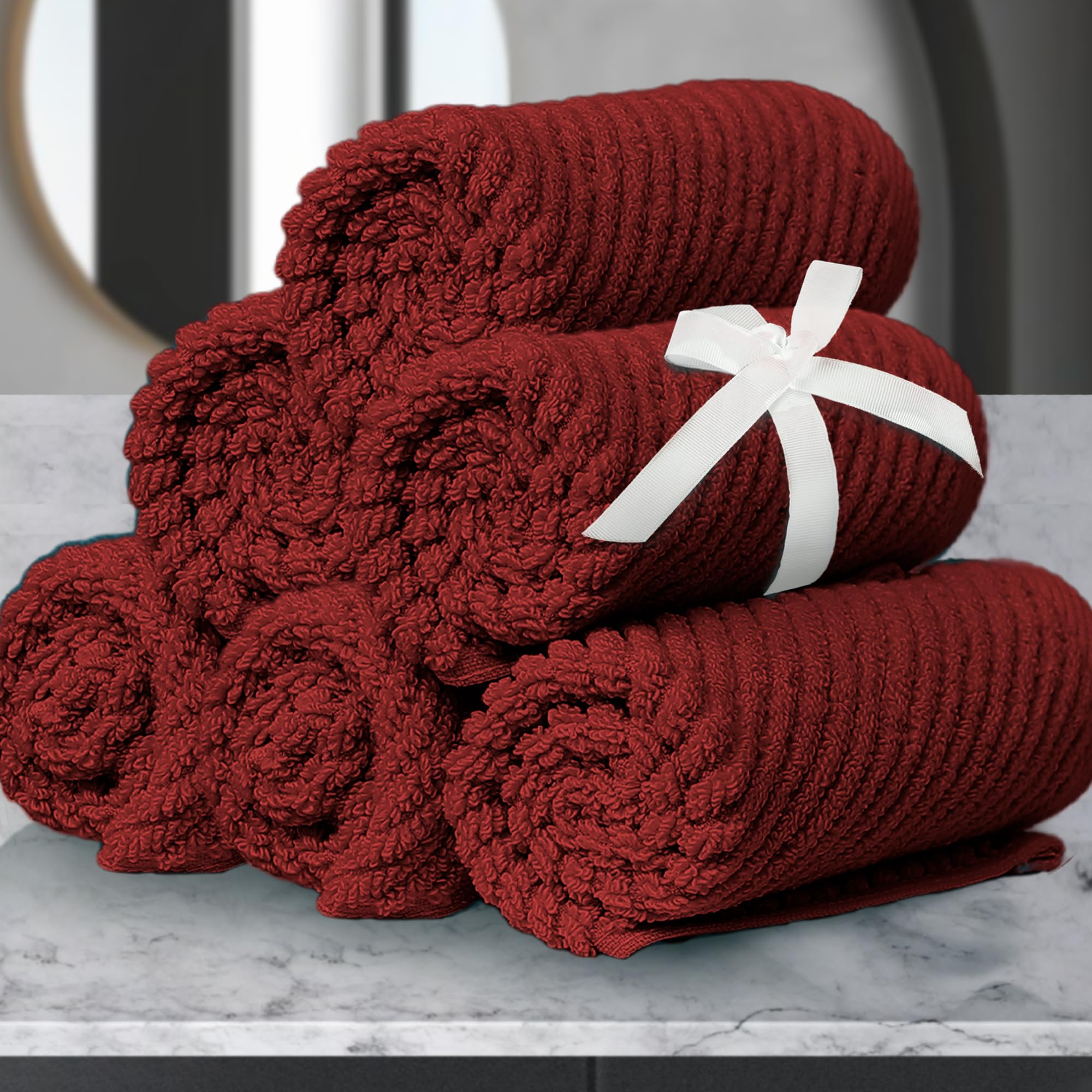VOOVA & MOVAS Bath Towel Sets - 100% Cotton | Quick Dry | Light Weight | Thick | Soft, Beige Towels Set of 6, 2 Large Bath 30" x 56", 2 Hand 18" x 28", 2 Washcloths 13" x 13", Tan Towel Gift Set